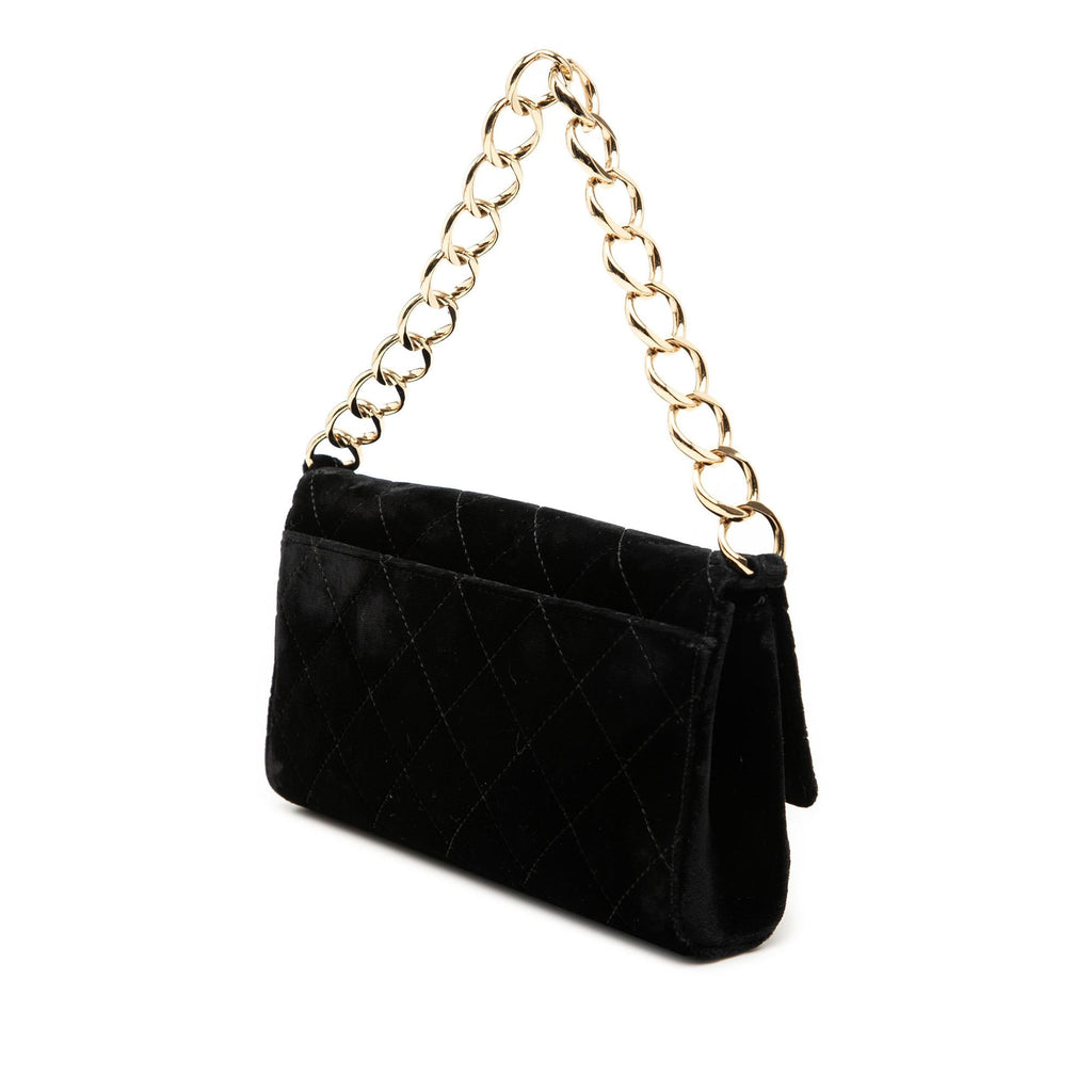 Chanel CC Quilted Velvet Chain Shoulder Bag