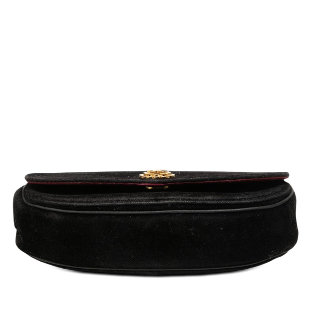 Chanel CC Quilted Velvet Half Moon Flap