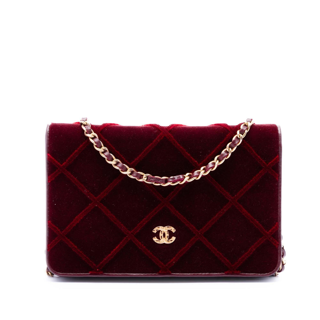 Chanel CC Quilted Velvet Wallet on Chain