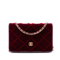Chanel CC Quilted Velvet Wallet on Chain