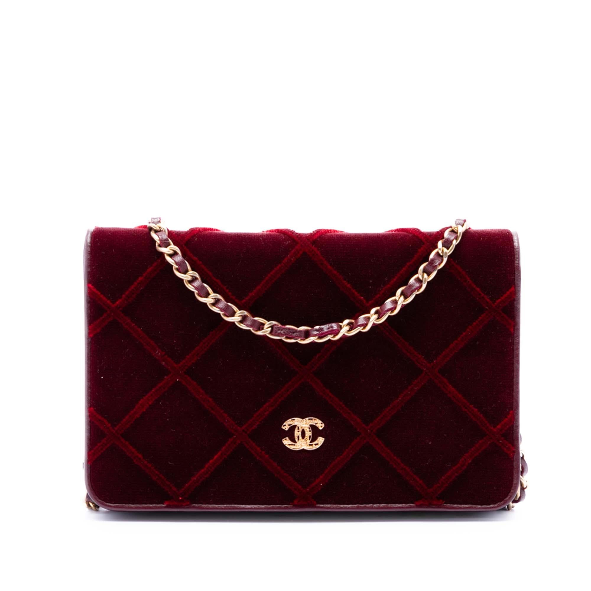 Chanel CC Quilted Velvet Wallet on Chain
