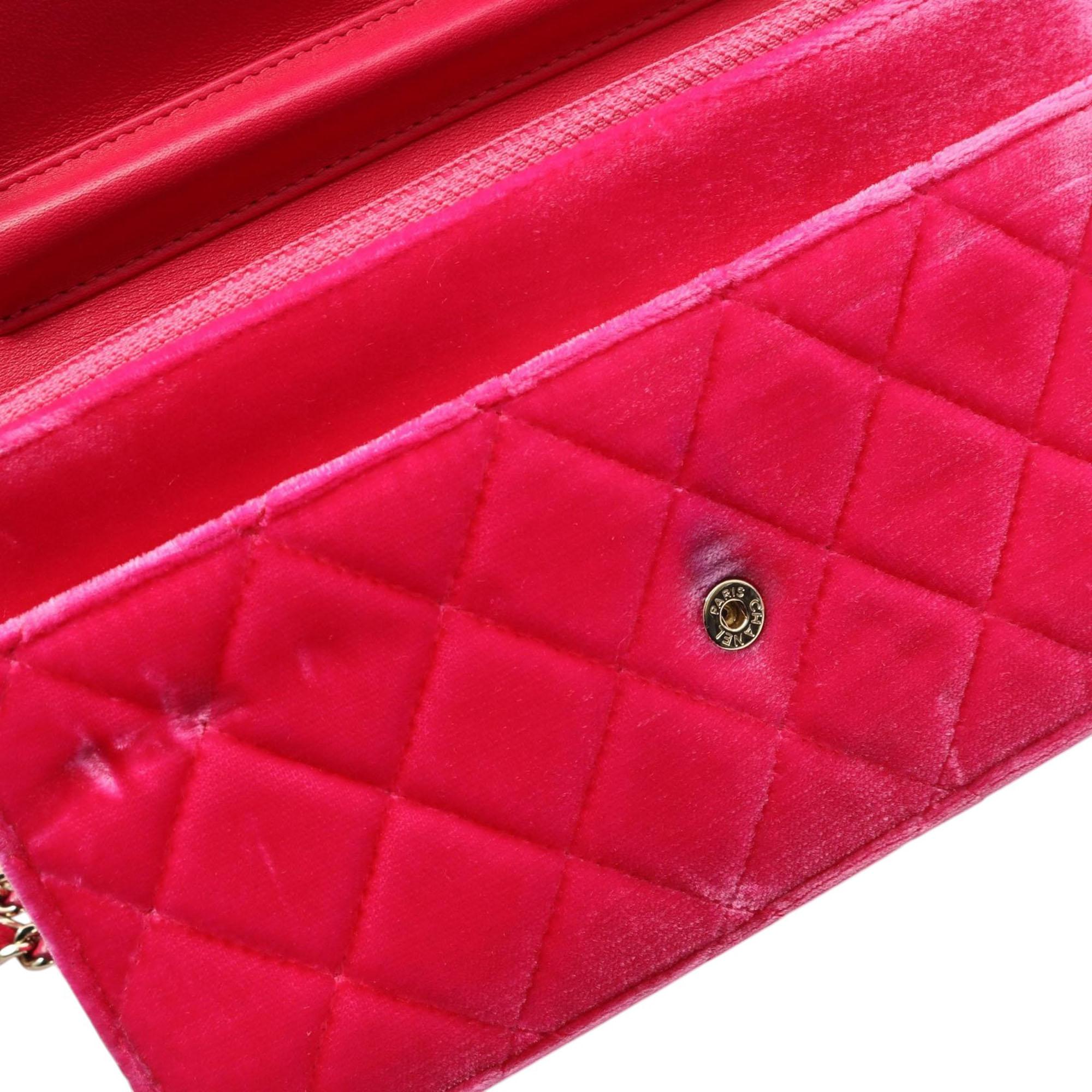 Chanel CC Quilted Velvet Wallet on Chain