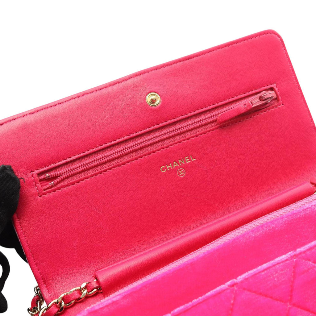 Chanel CC Quilted Velvet Wallet on Chain