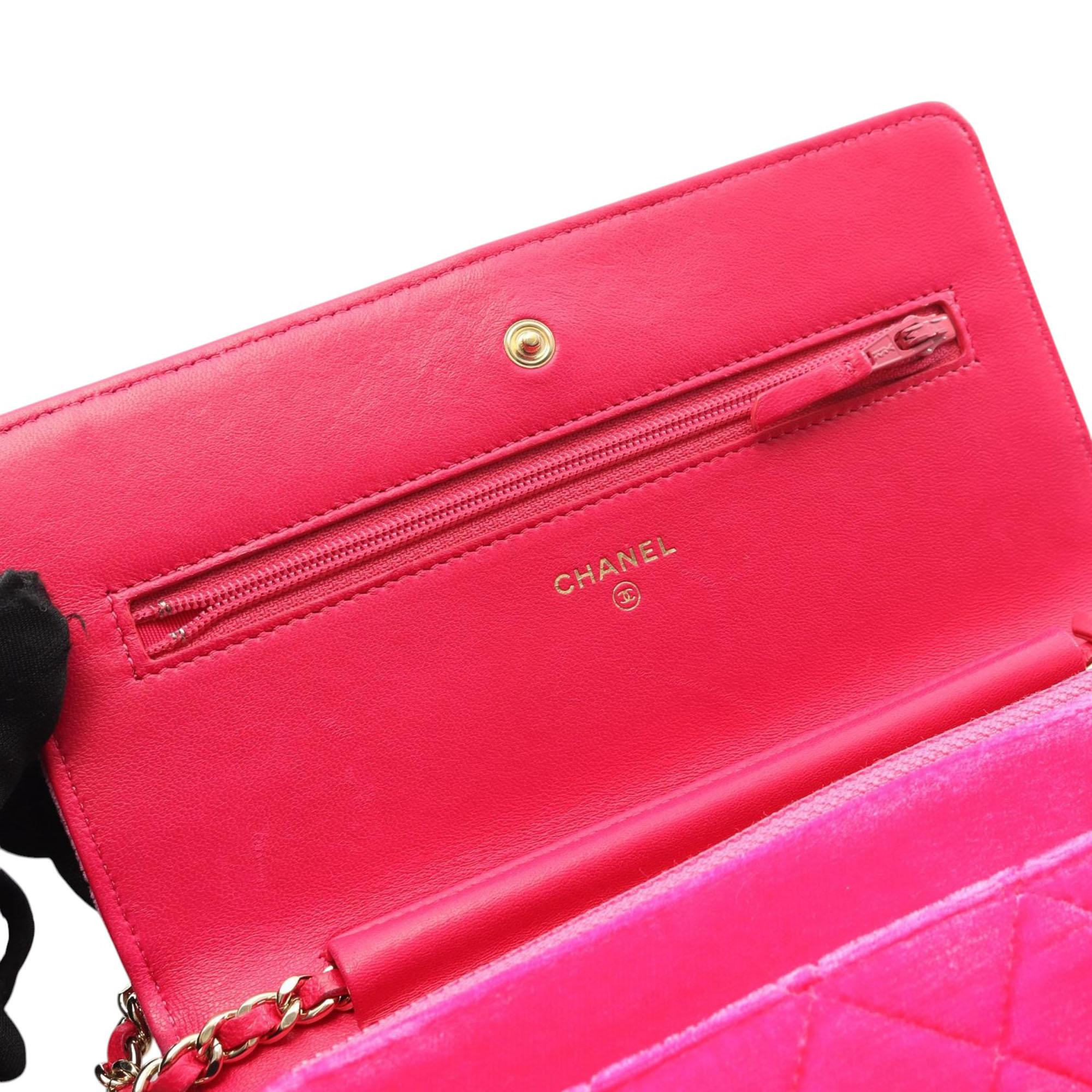 Chanel CC Quilted Velvet Wallet on Chain