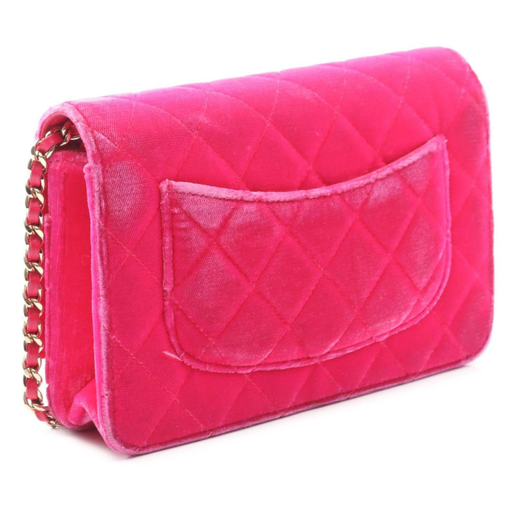 Chanel CC Quilted Velvet Wallet on Chain