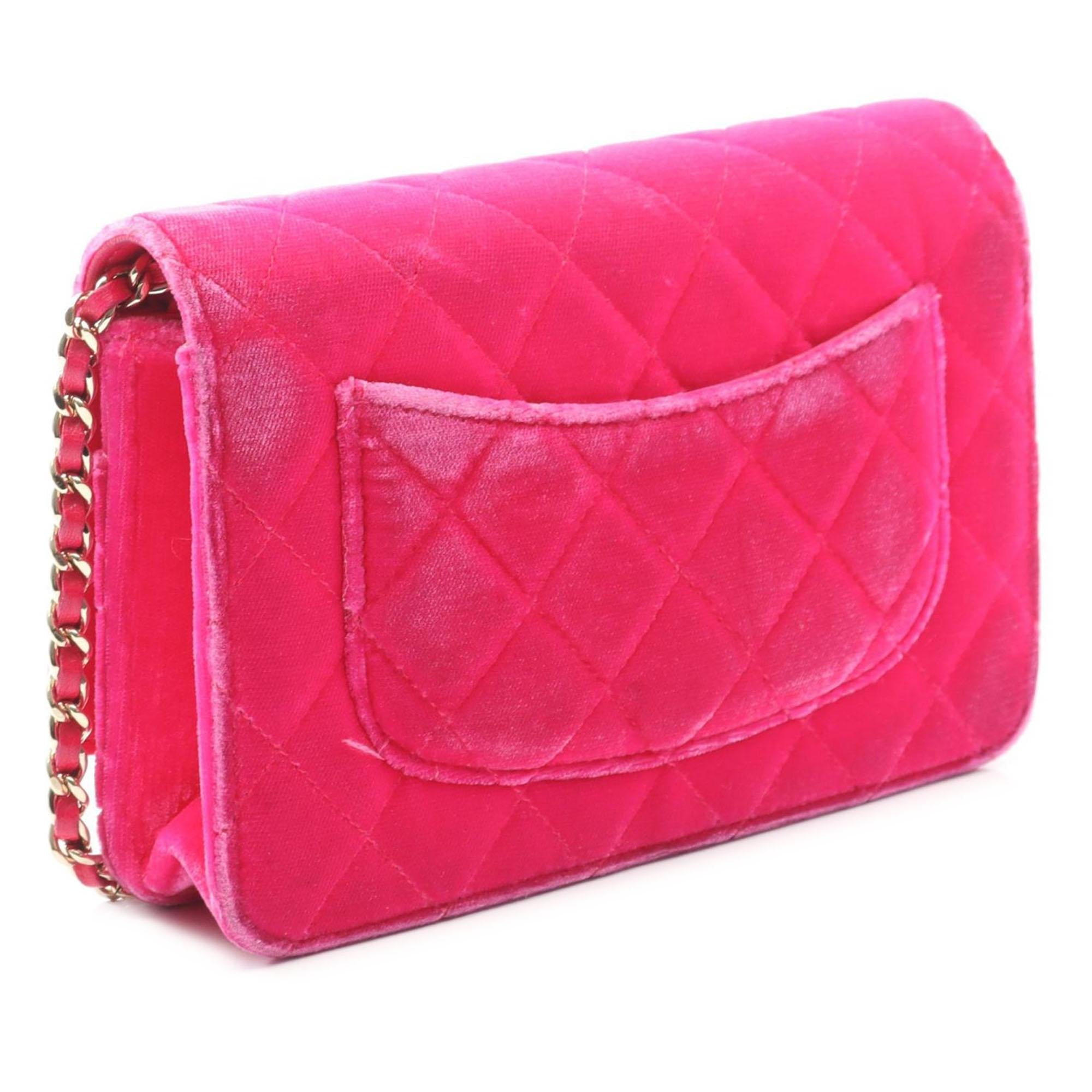 Chanel CC Quilted Velvet Wallet on Chain