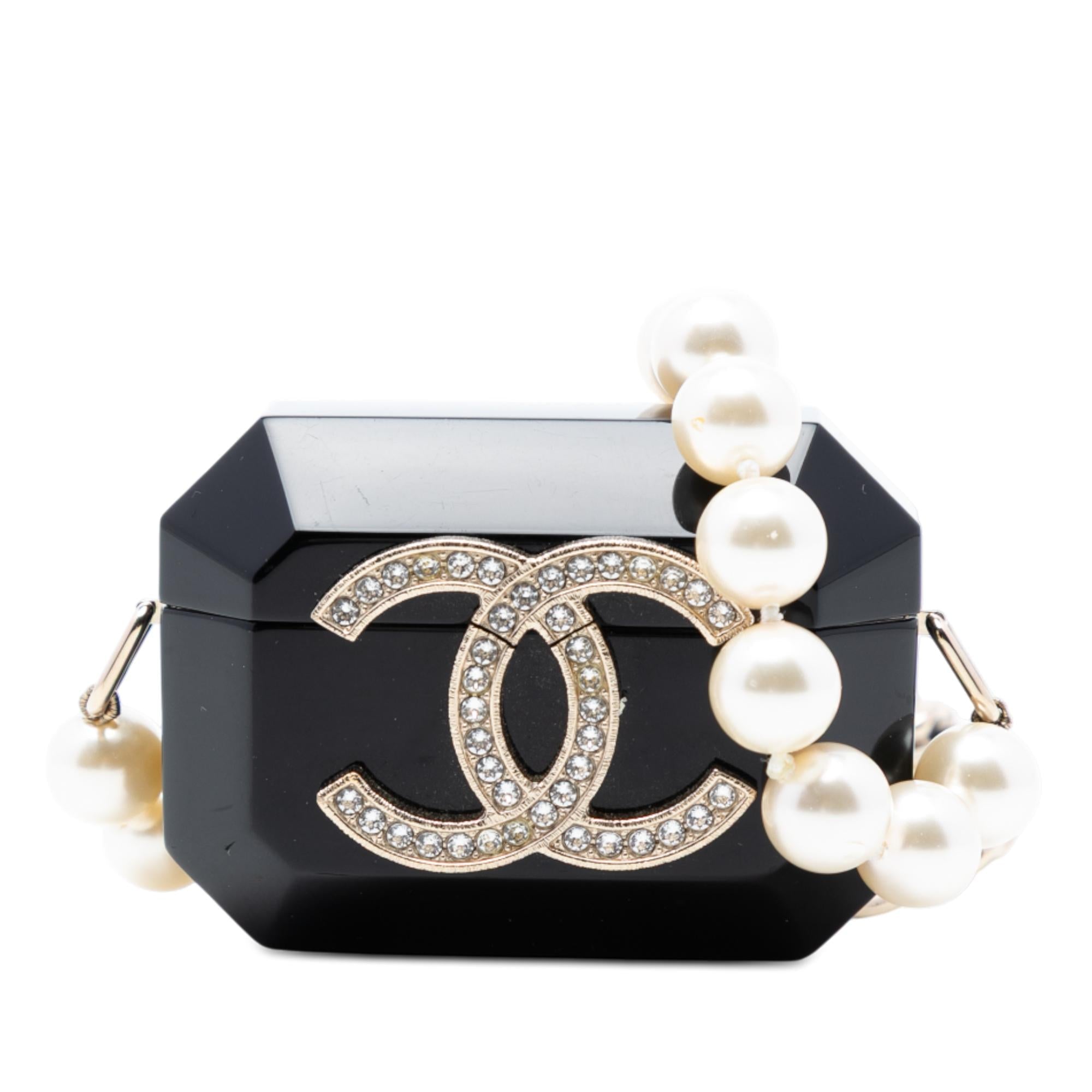 Chanel CC Resin and Faux Pearl Airpods Pro Case Necklace