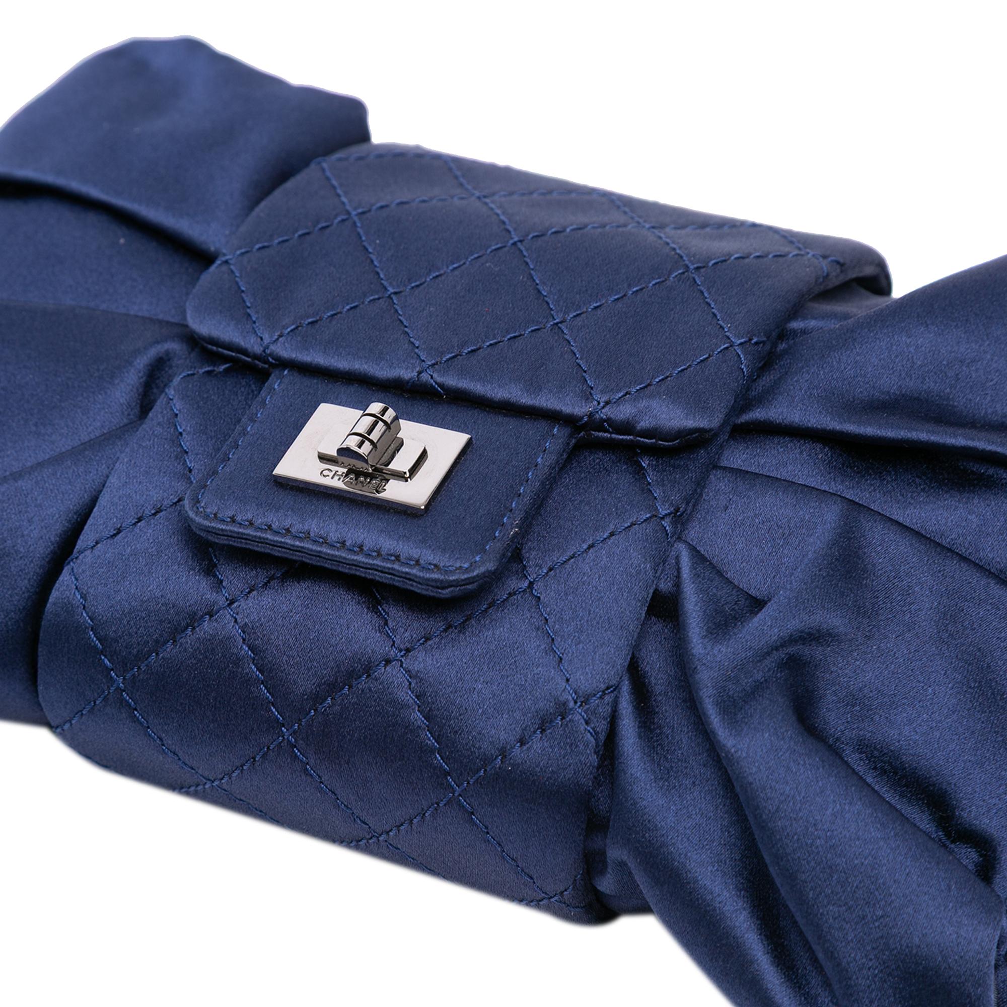Chanel CC Satin Bow Clutch with Chain