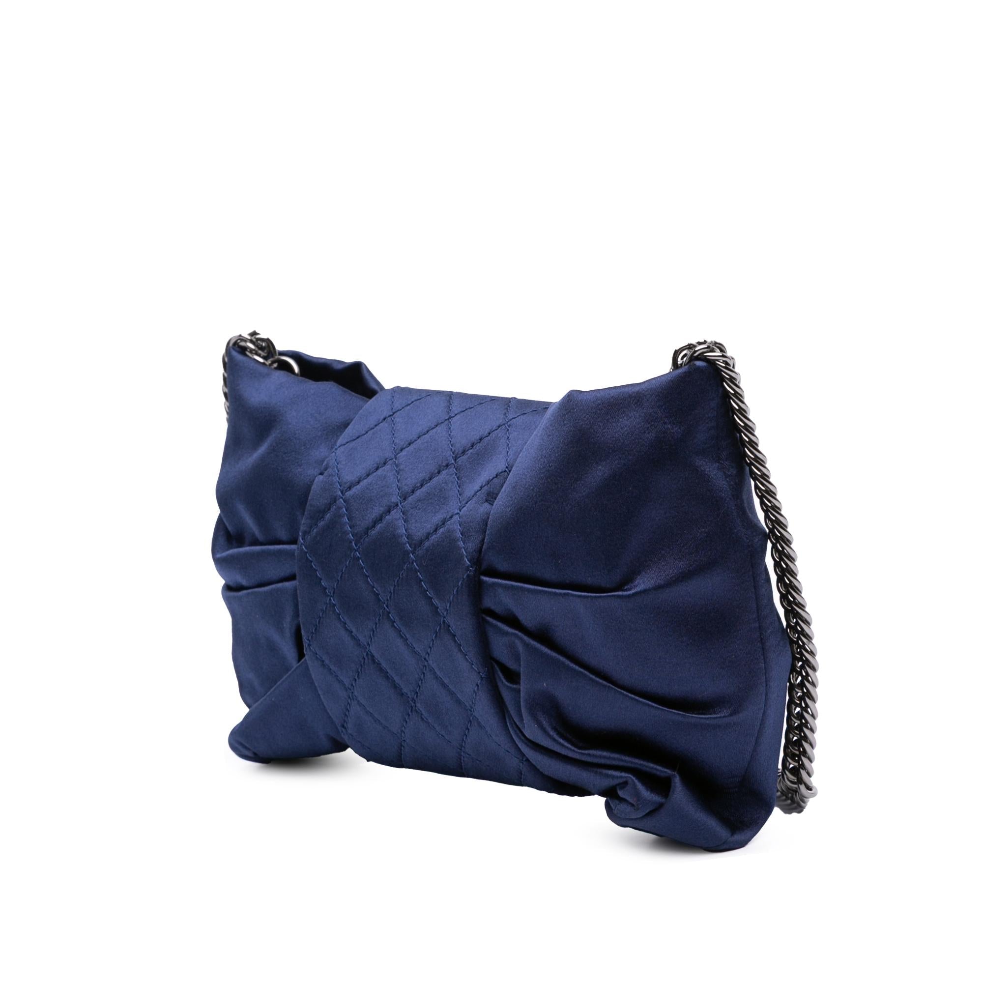 Chanel CC Satin Bow Clutch with Chain
