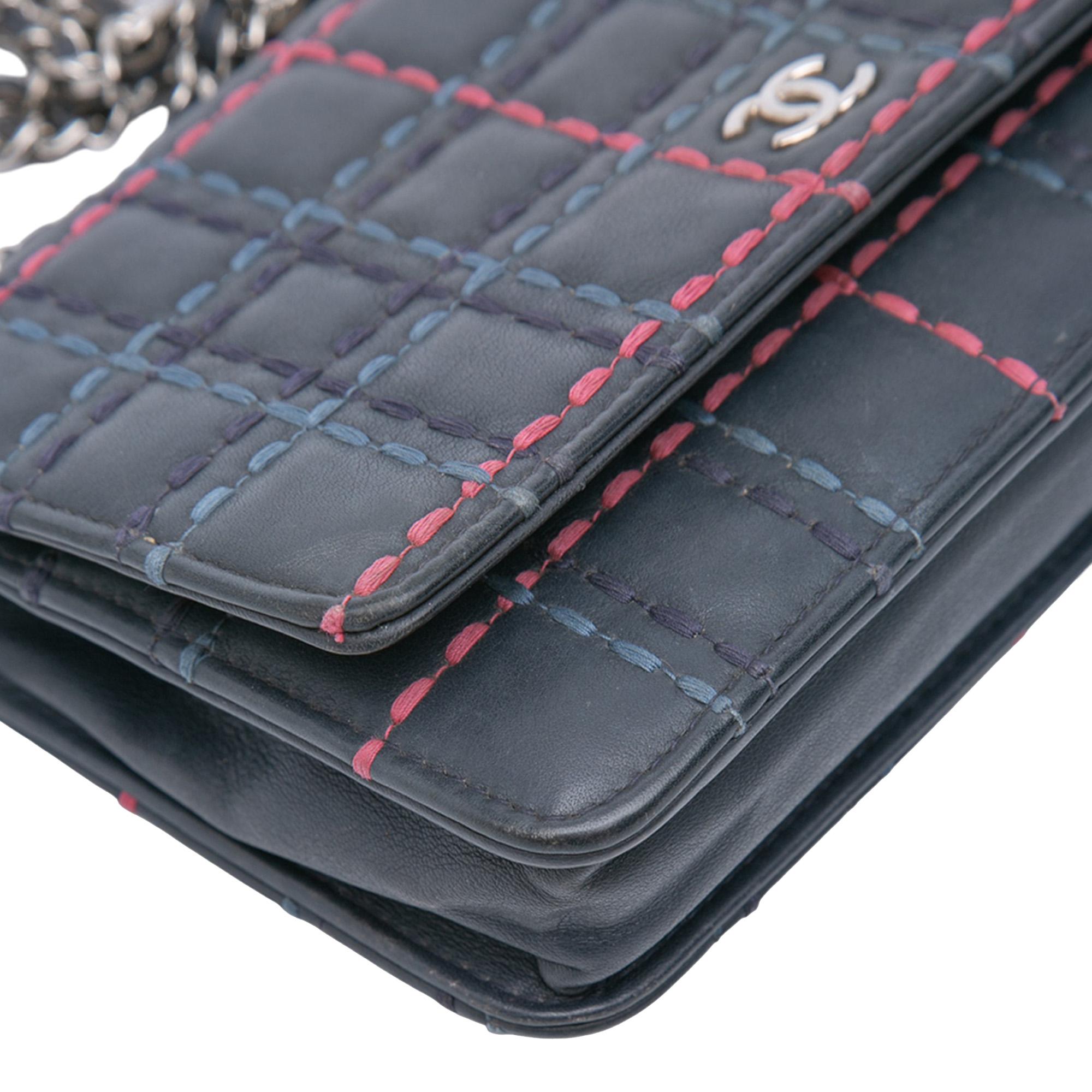 Chanel CC Square Stitched Calfskin Wallet on Chain