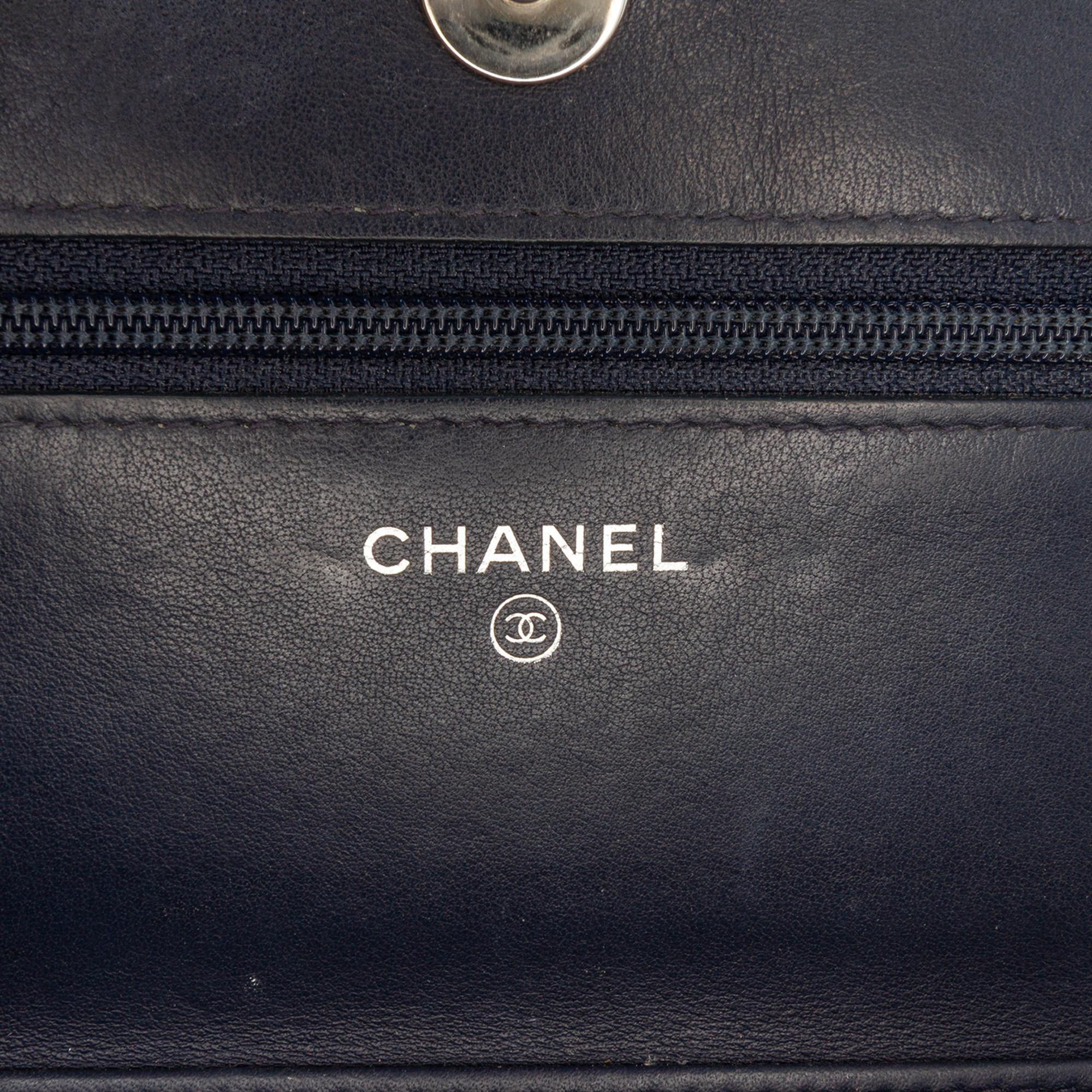 Chanel CC Square Stitched Calfskin Wallet on Chain
