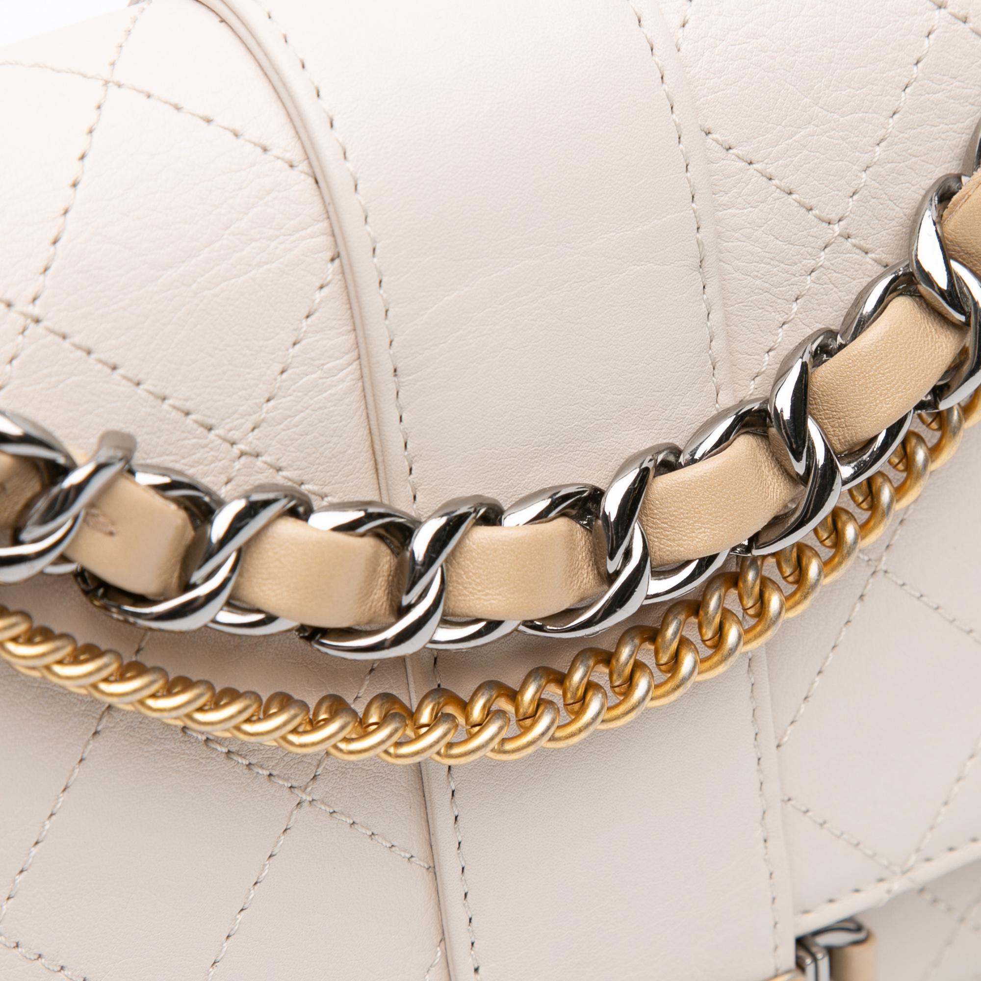 Chanel CC Stitched Calfskin Chain Flap