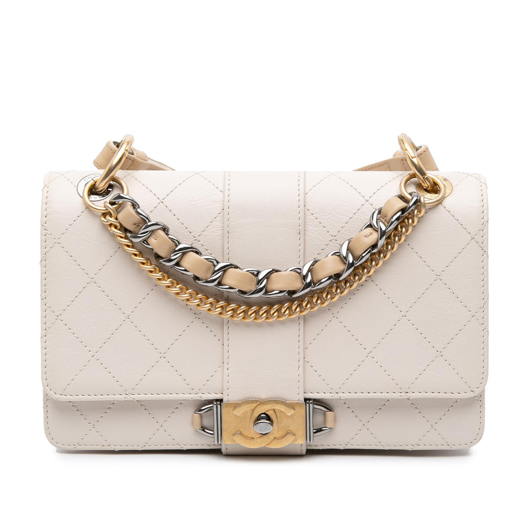 Chanel CC Stitched Calfskin Chain Flap