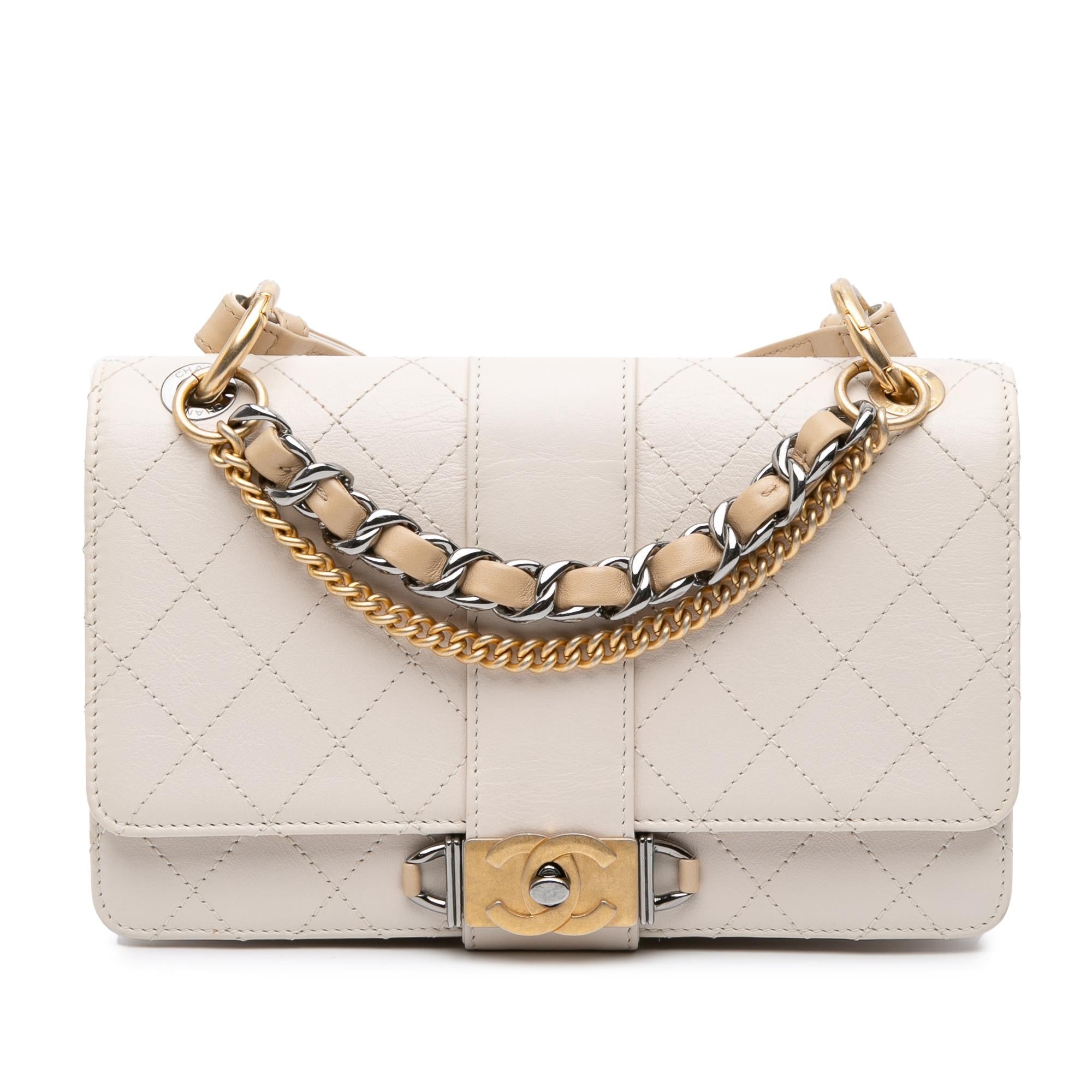 Chanel CC Stitched Calfskin Chain Flap