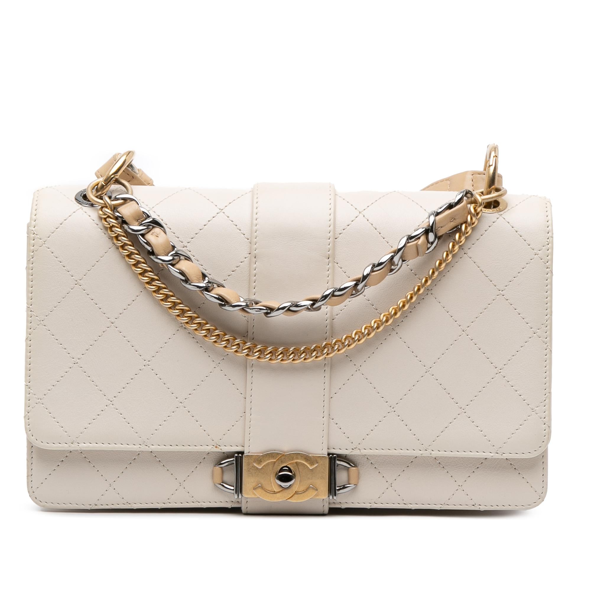 Chanel CC Stitched Calfskin Chain Flap