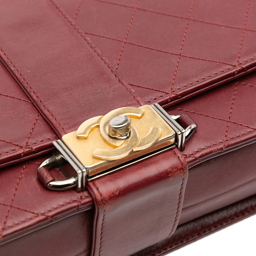 Chanel CC Stitched Calfskin Chain Flap