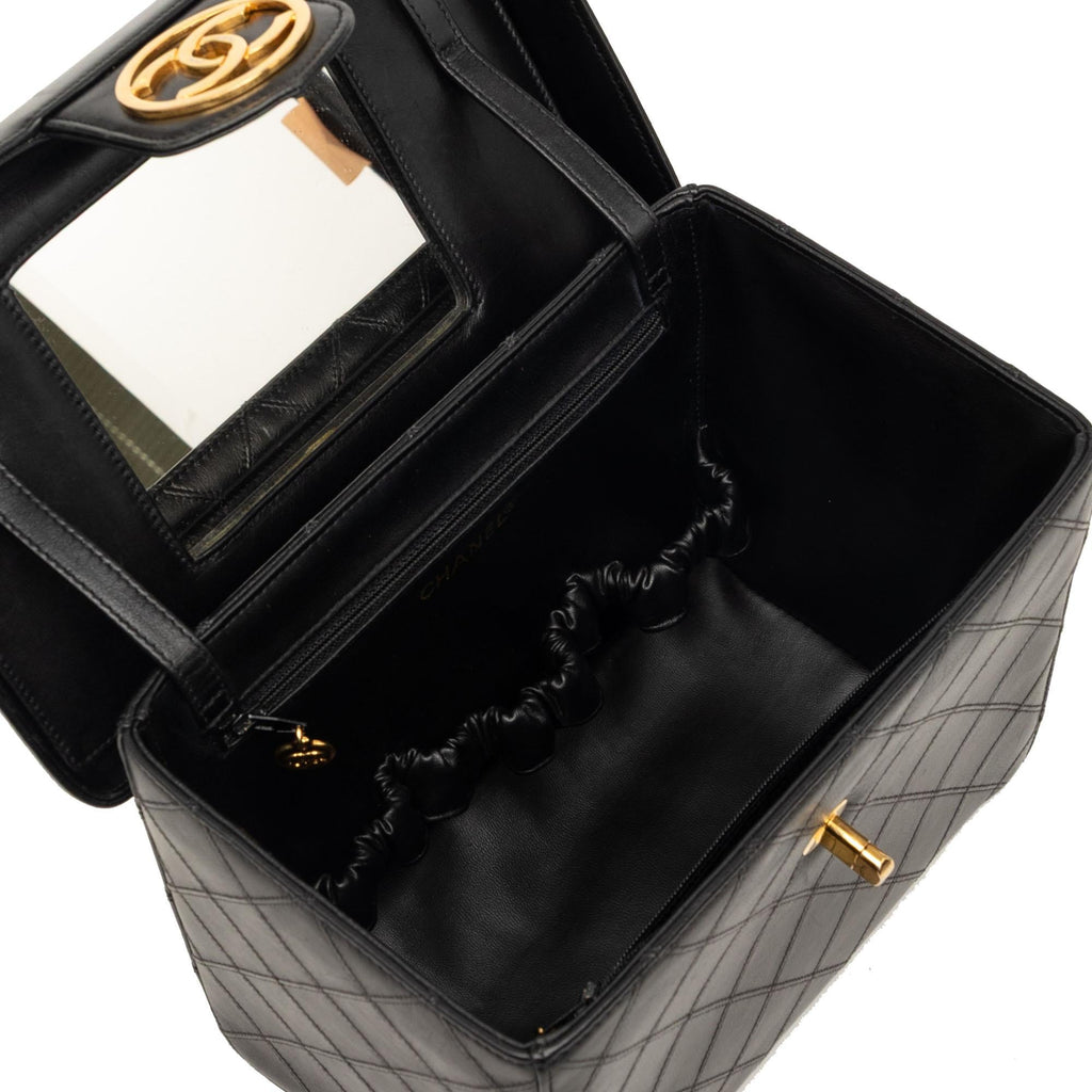 Chanel CC Stitched Calfskin Turnlock Vanity Case