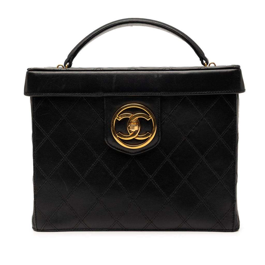 Chanel CC Stitched Calfskin Turnlock Vanity Case