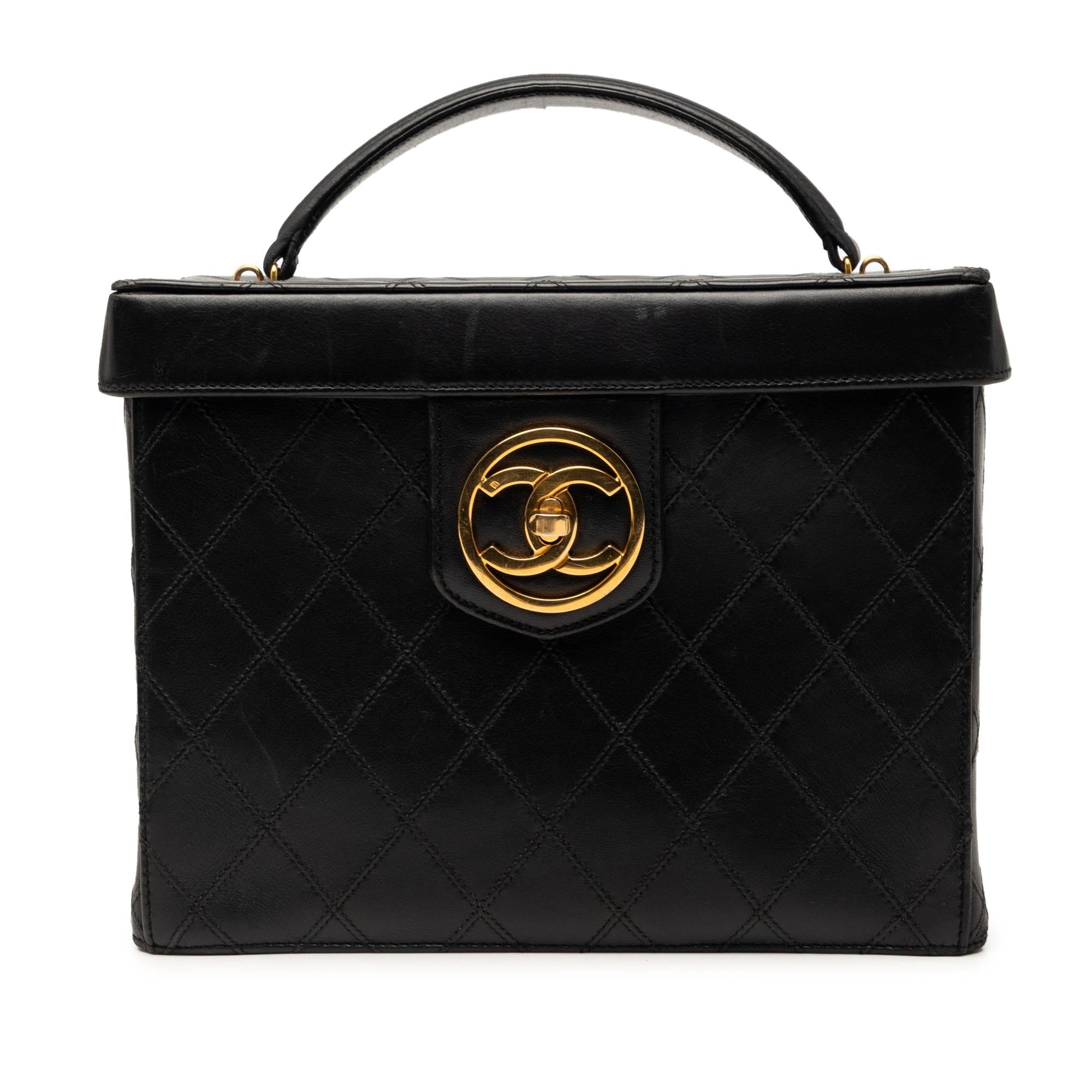 Chanel CC Stitched Calfskin Turnlock Vanity Case