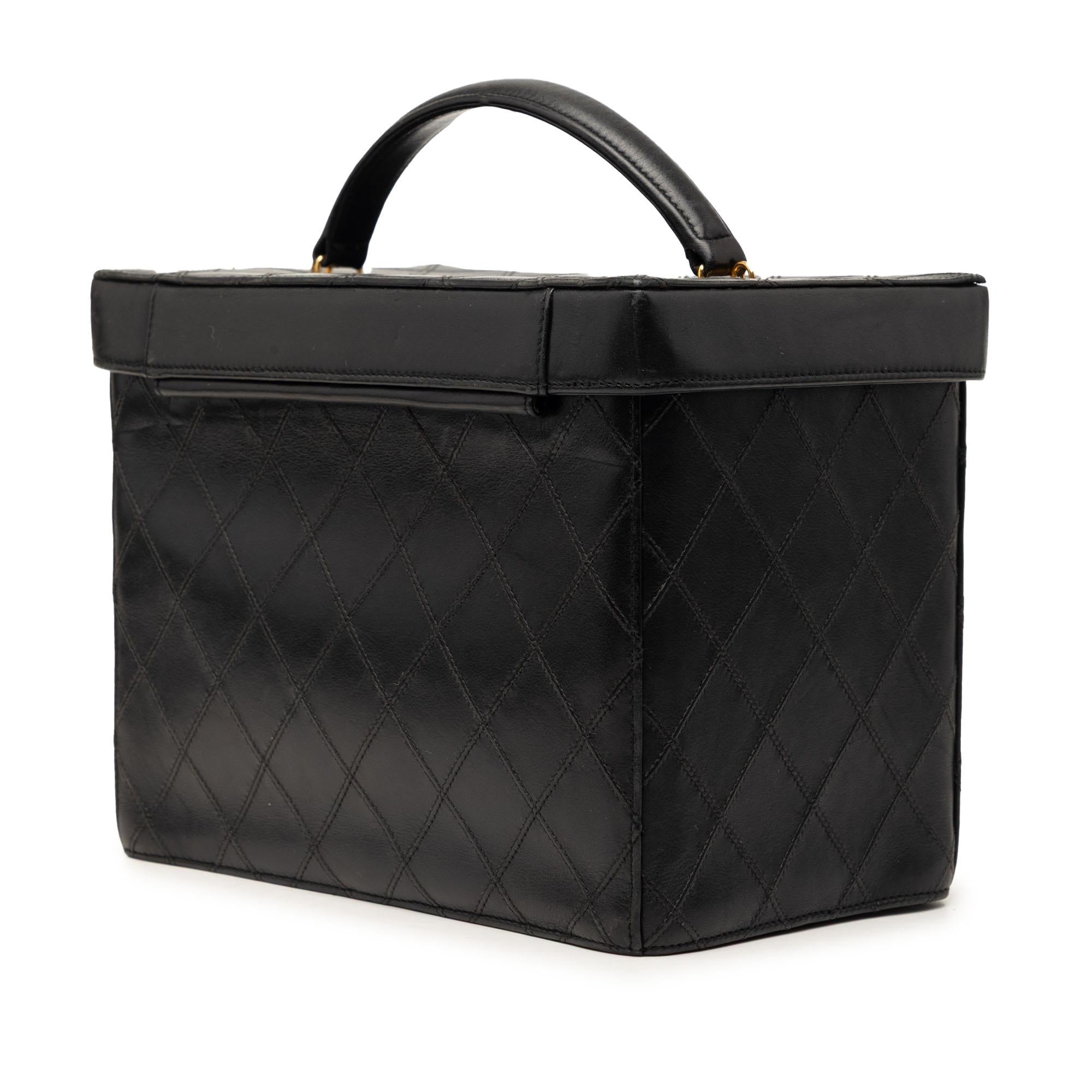 Chanel CC Stitched Calfskin Turnlock Vanity Case