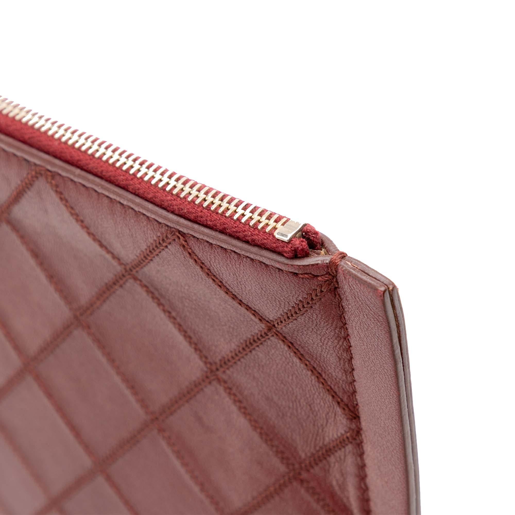 Chanel CC Stitched Lambskin Clutch