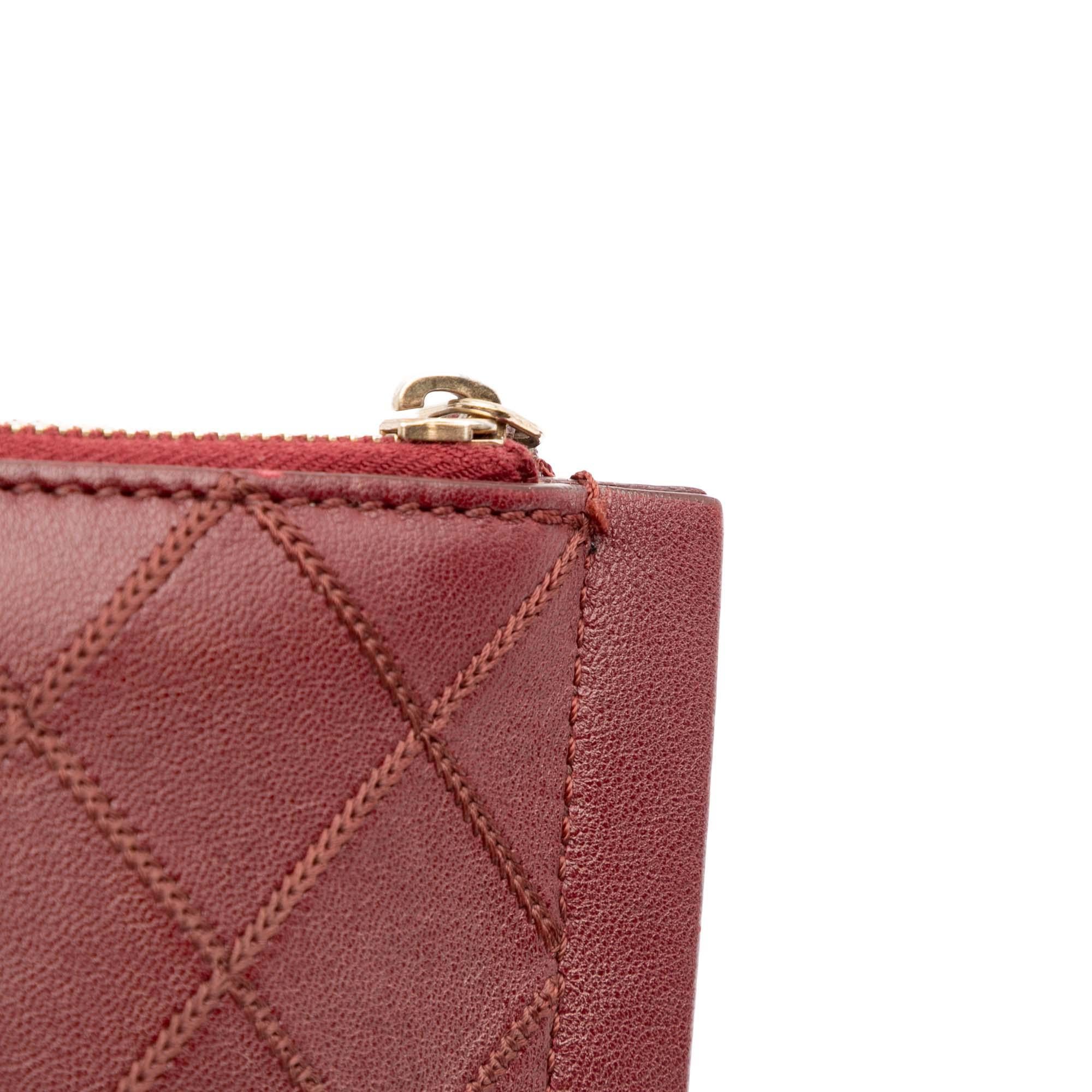 Chanel CC Stitched Lambskin Clutch