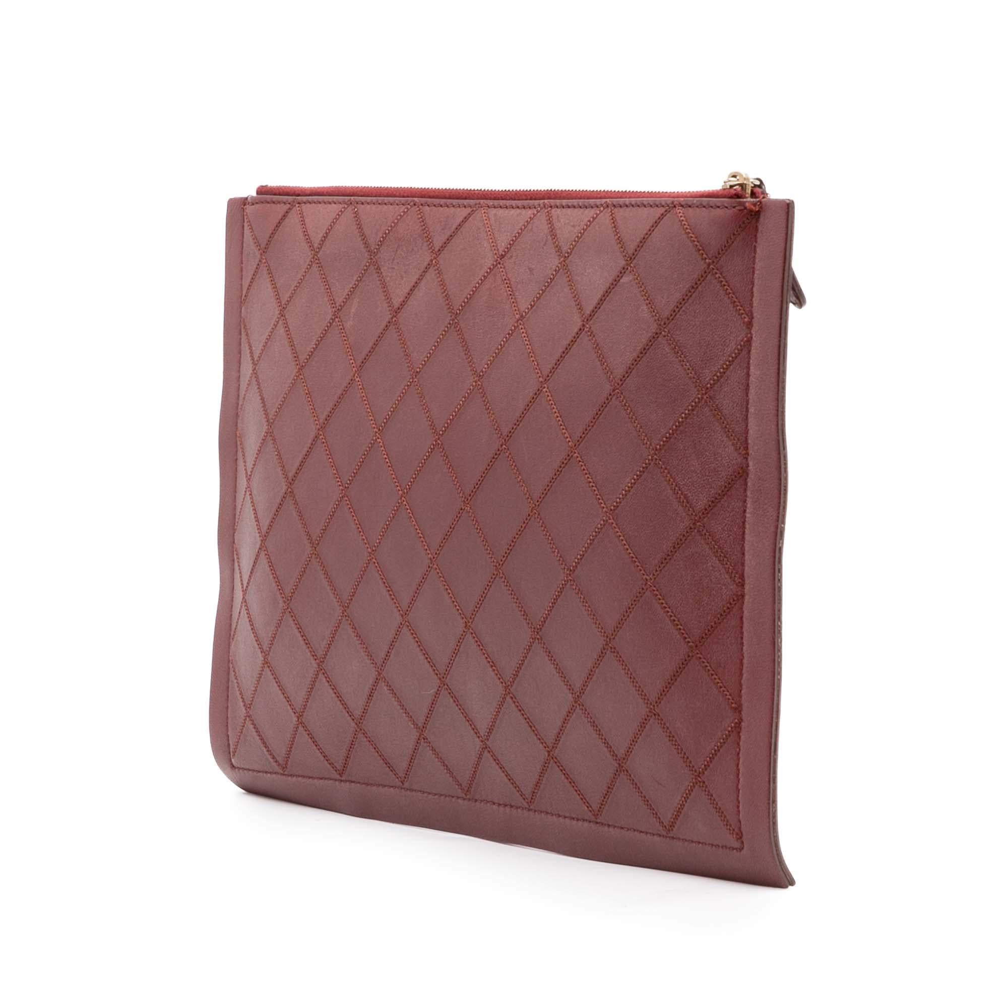 Chanel CC Stitched Lambskin Clutch