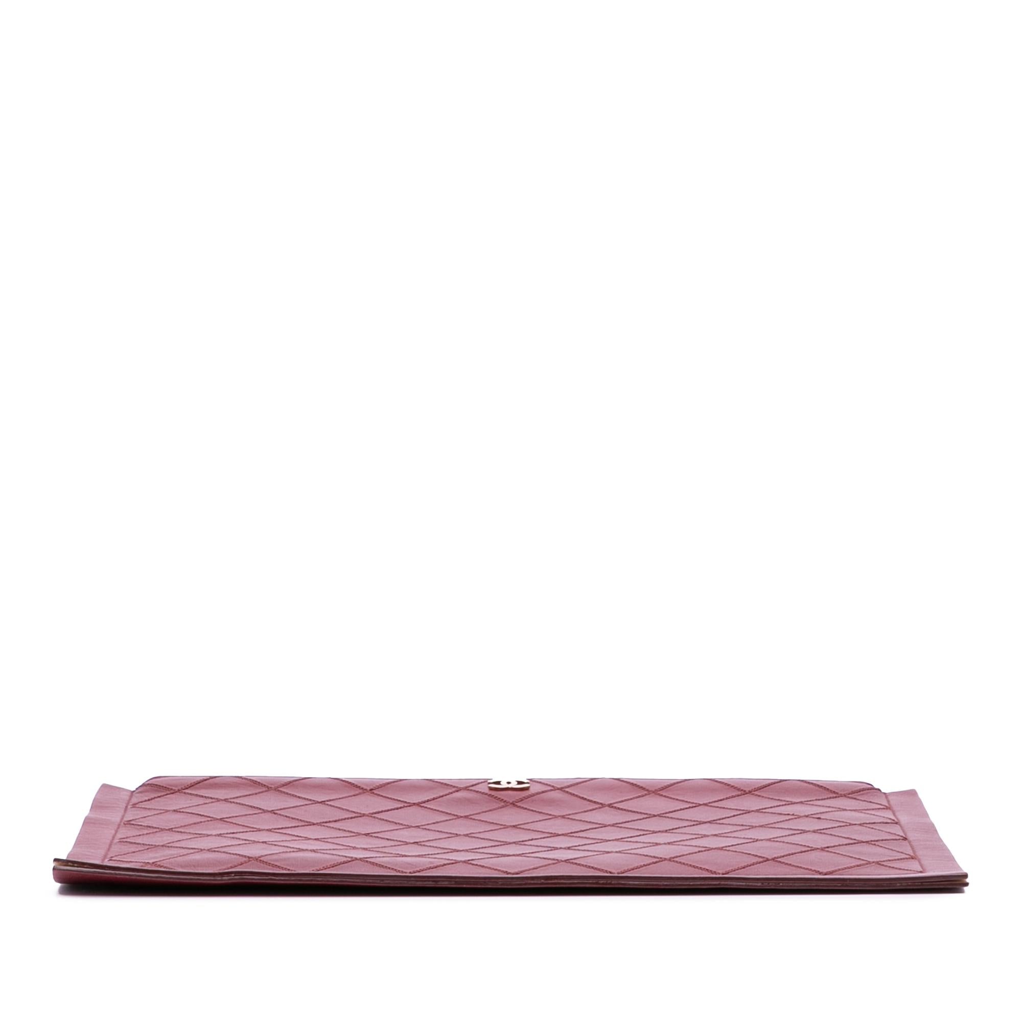 Chanel CC Stitched Lambskin Clutch