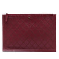 Chanel CC Stitched Lambskin Clutch