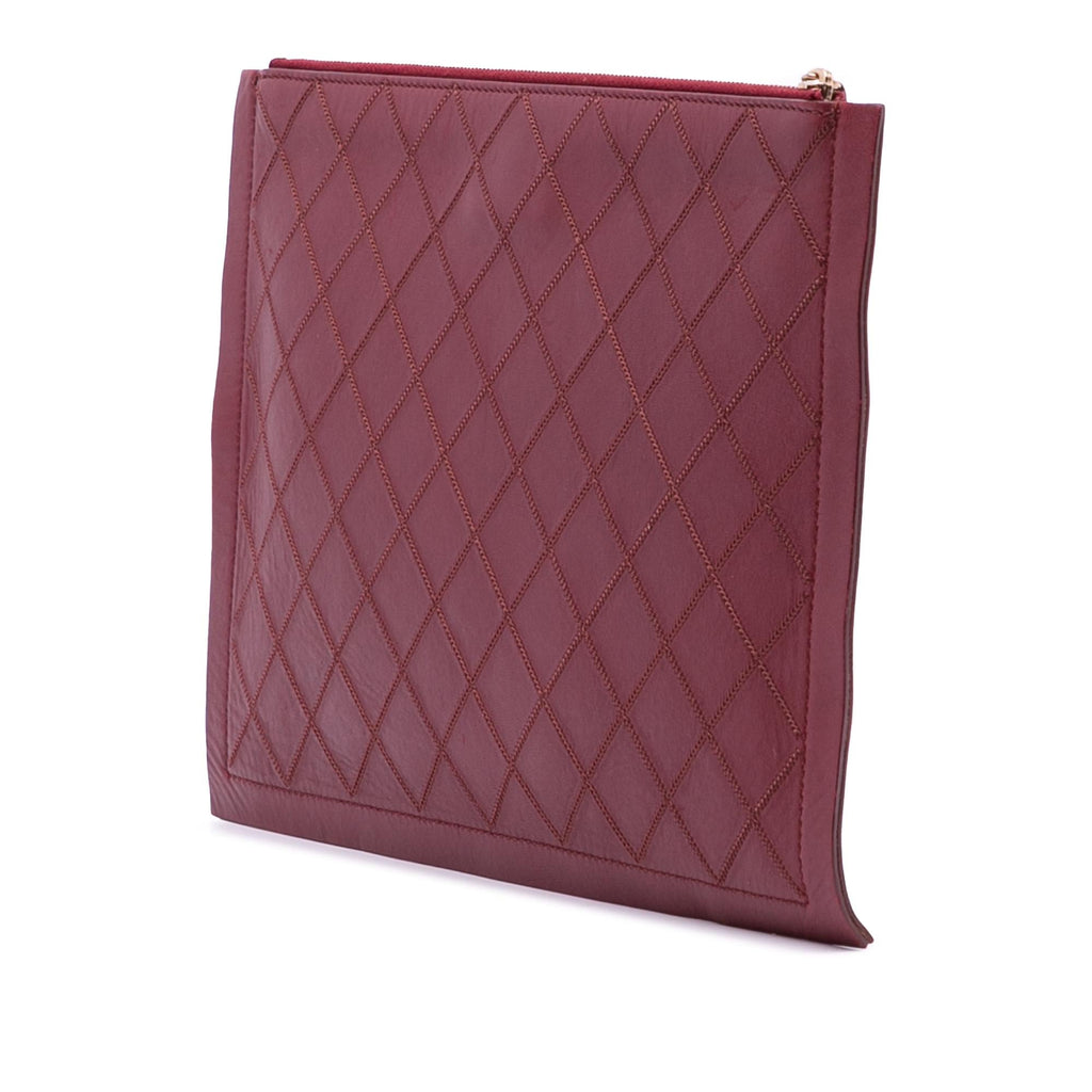 Chanel CC Stitched Lambskin Clutch