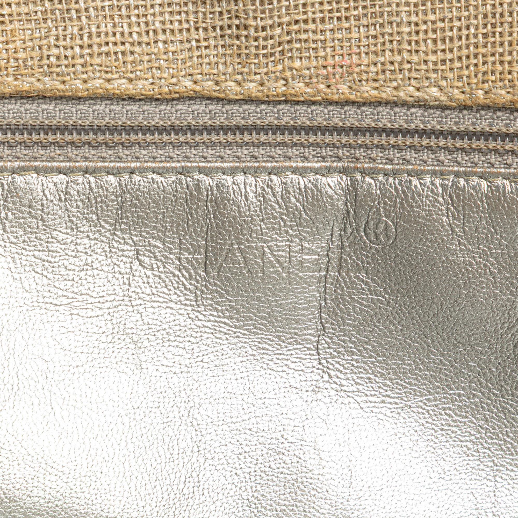 Chanel CC Stitched Linen Chain Tote