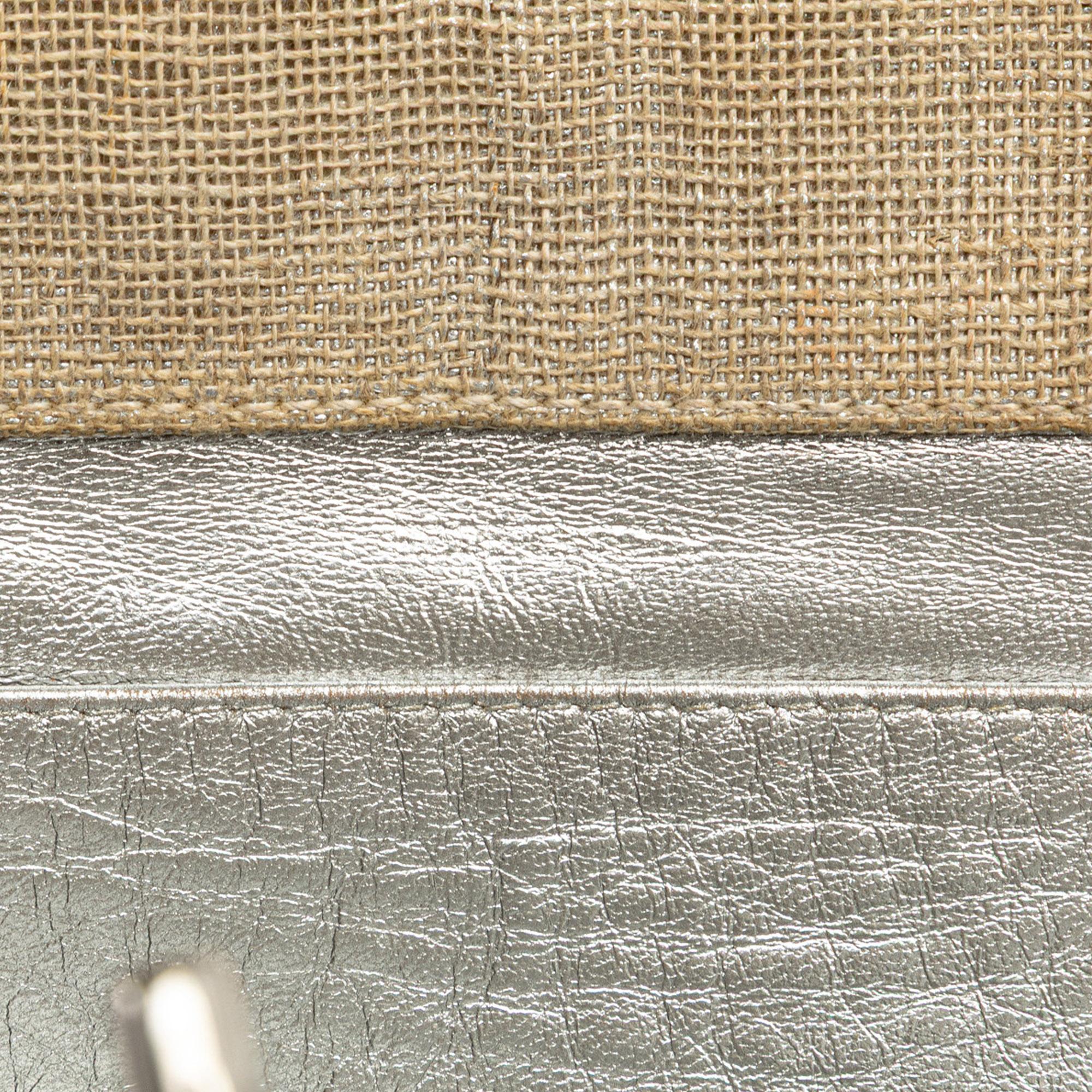 Chanel CC Stitched Linen Chain Tote