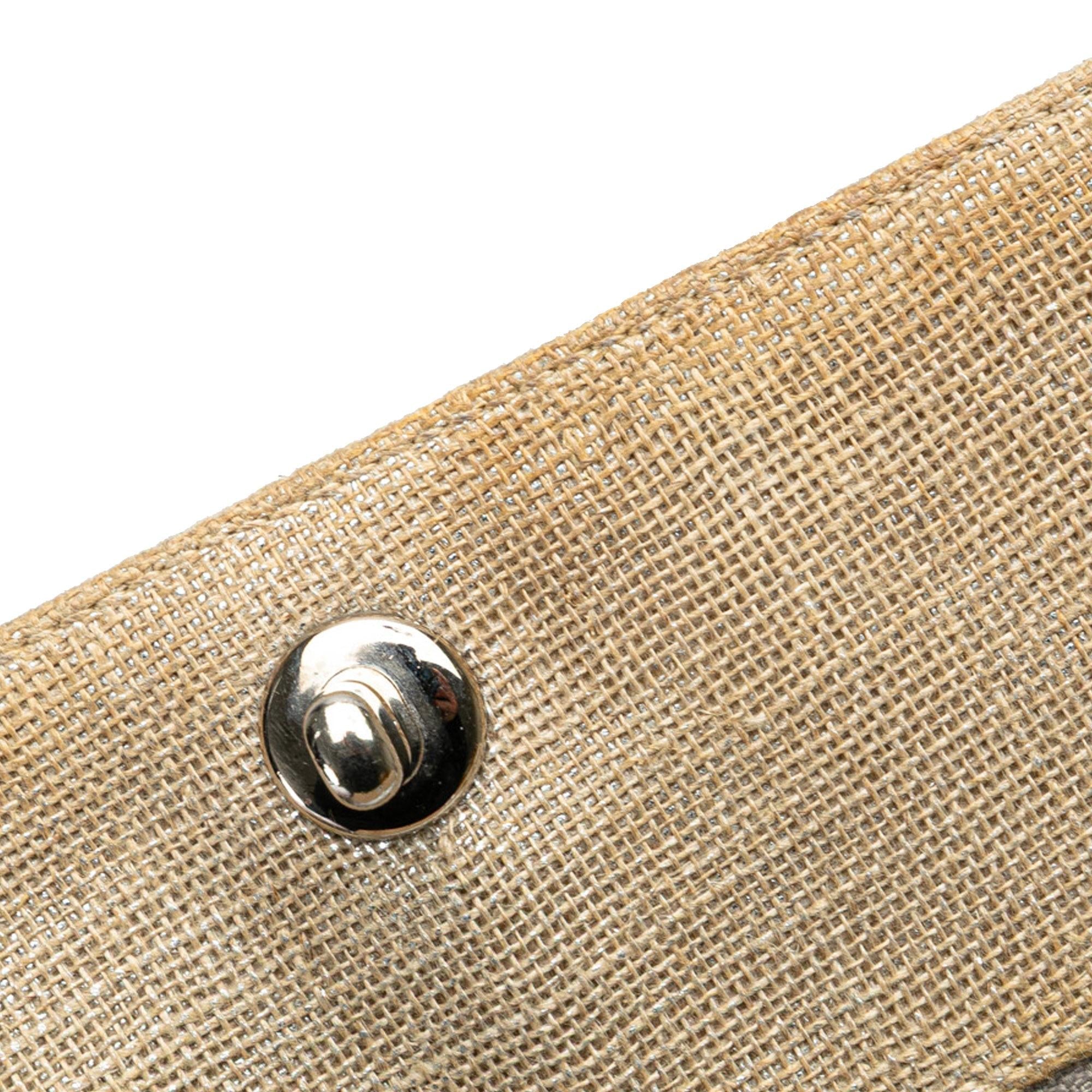 Chanel CC Stitched Linen Chain Tote