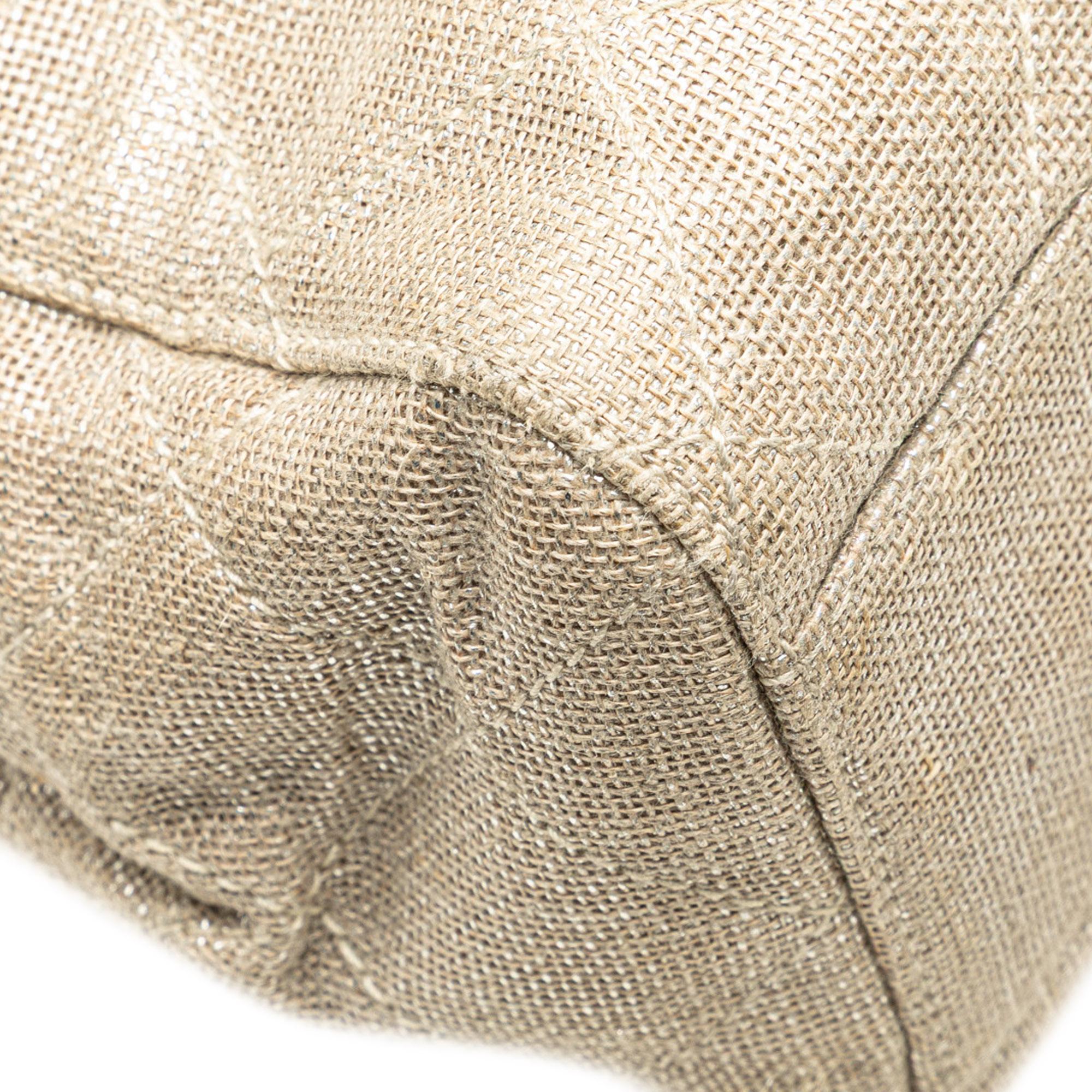 Chanel CC Stitched Linen Chain Tote