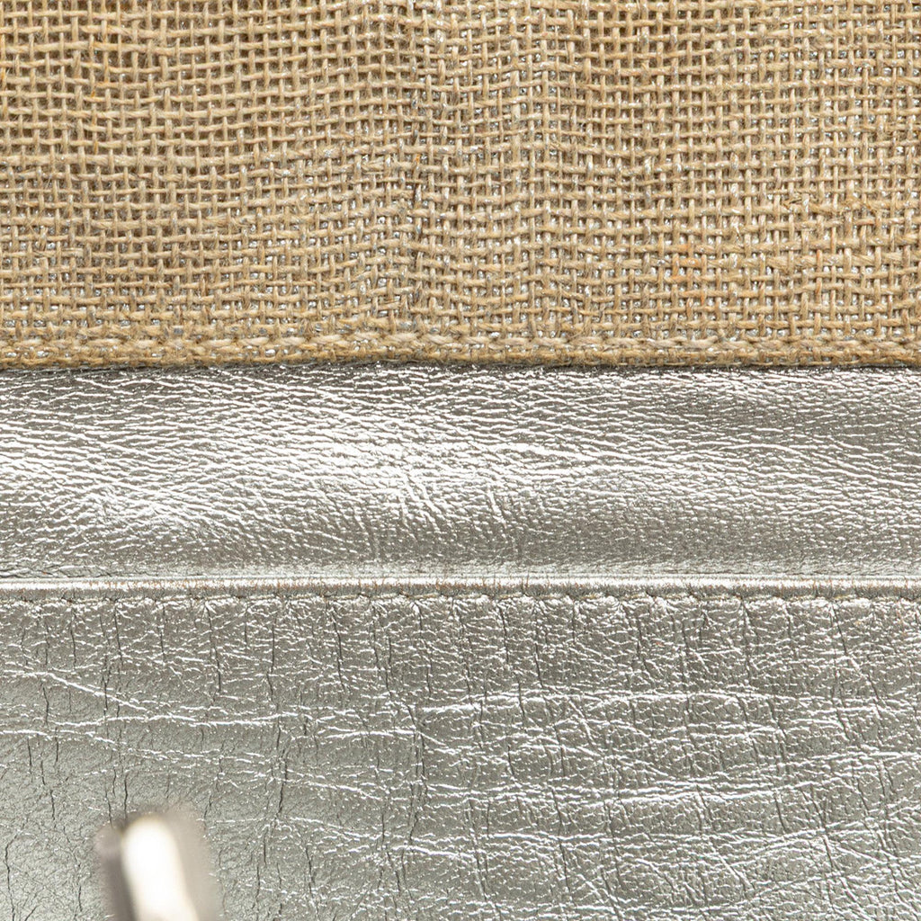 Chanel CC Stitched Linen Chain Tote