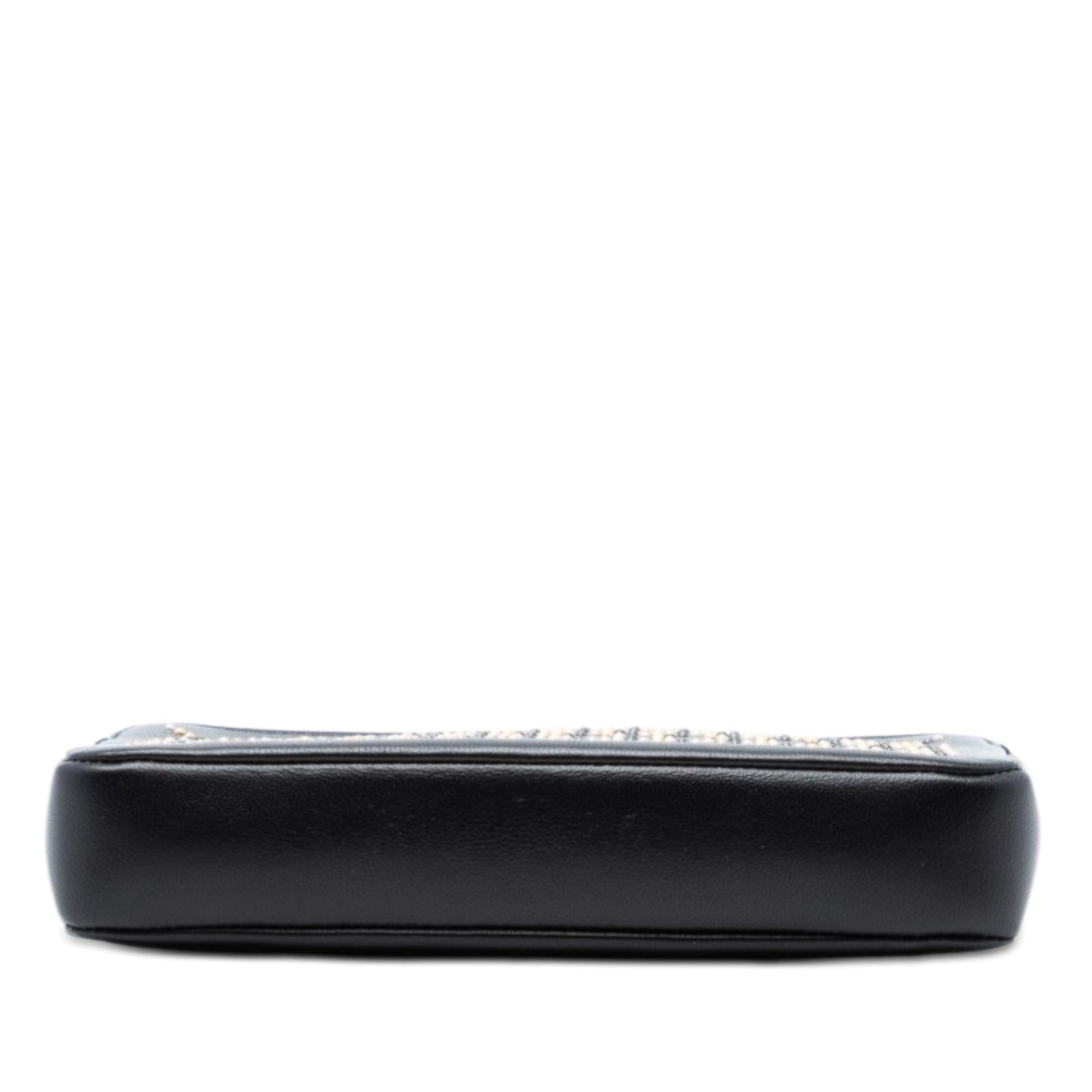 Chanel CC Studded Lambskin Double Zip Clutch with Chain
