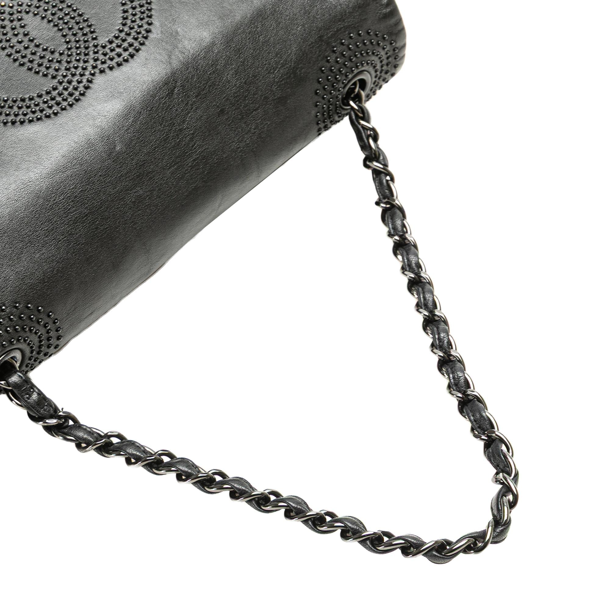 Chanel CC Studded Lambskin East West Flap