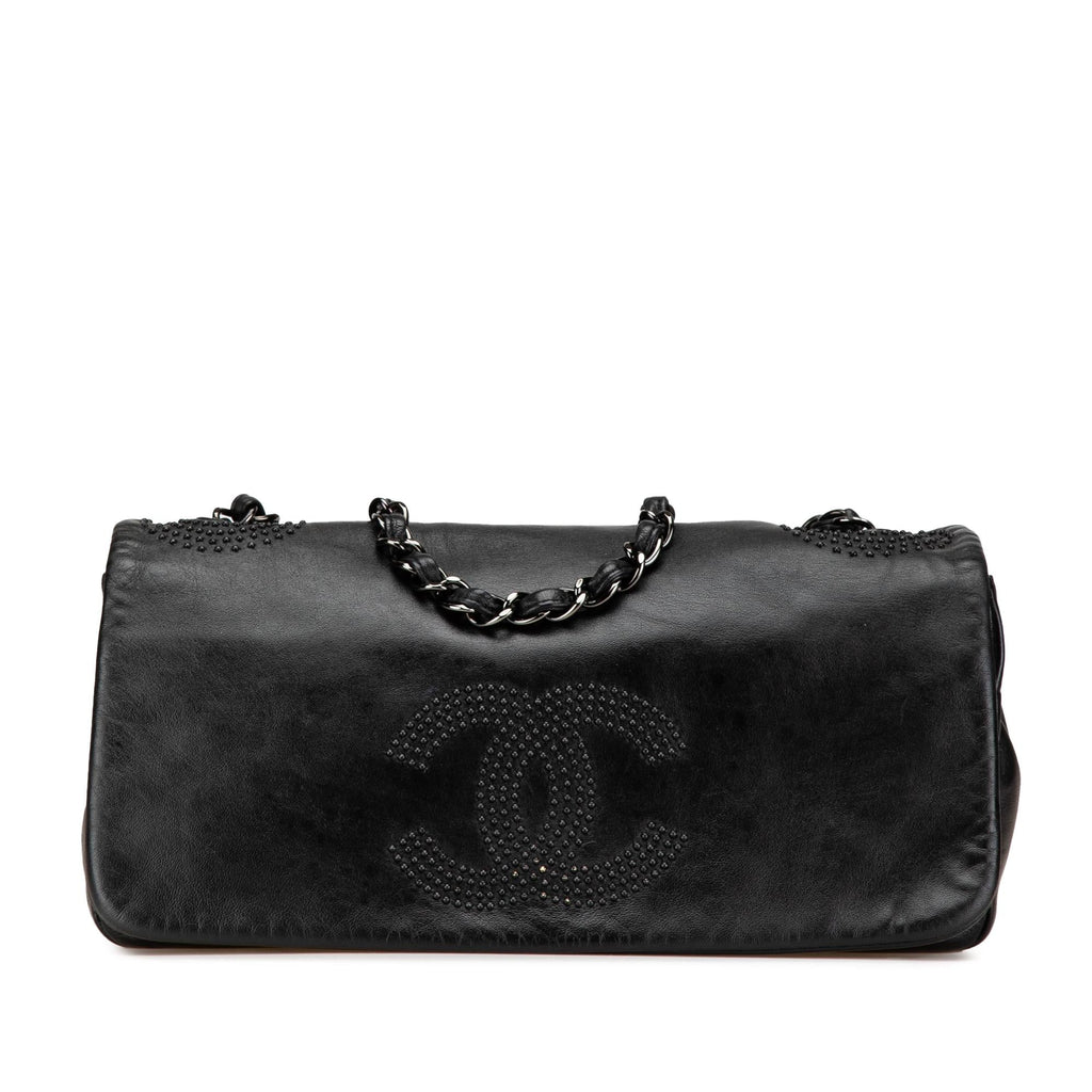 Chanel CC Studded Lambskin East West Flap
