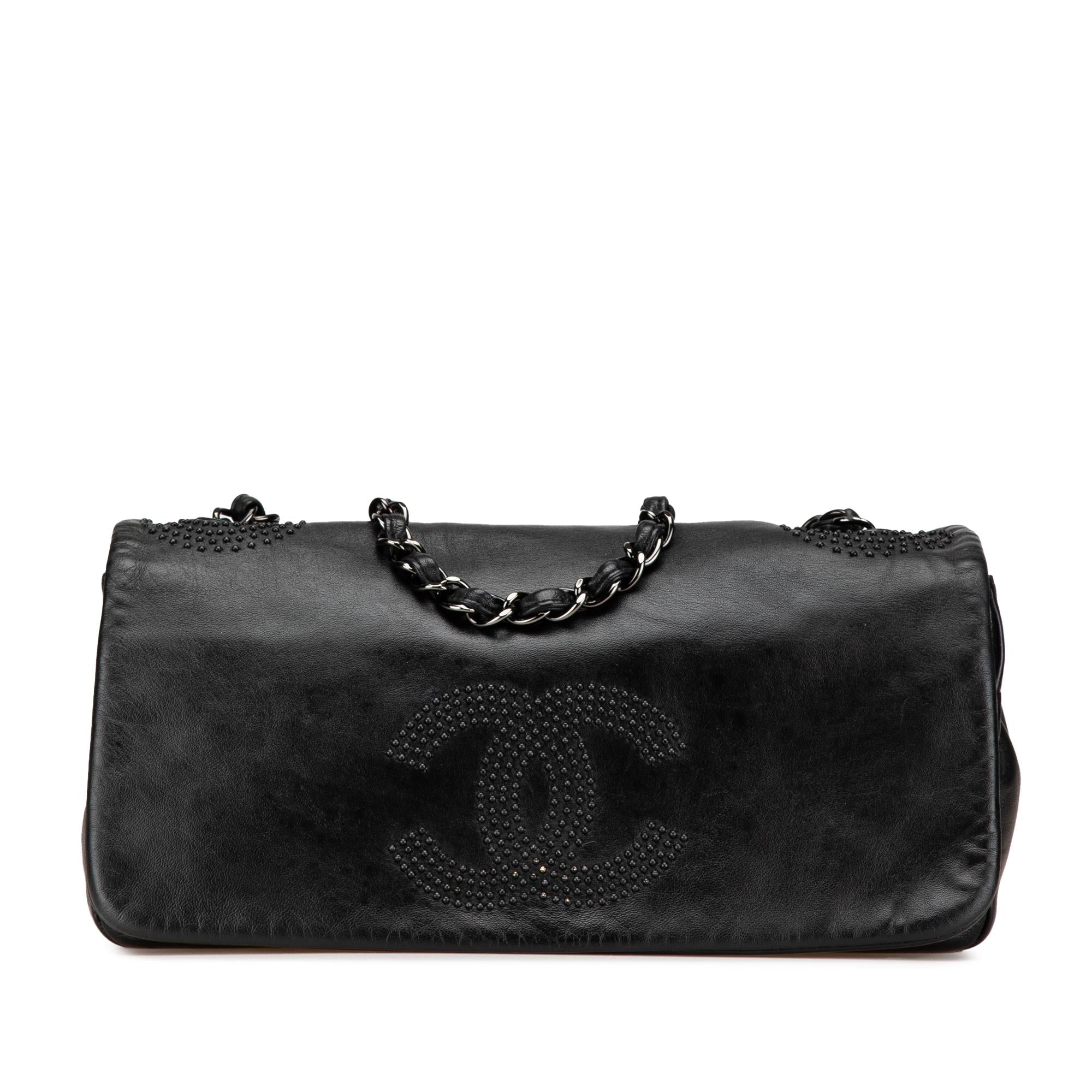 Chanel CC Studded Lambskin East West Flap