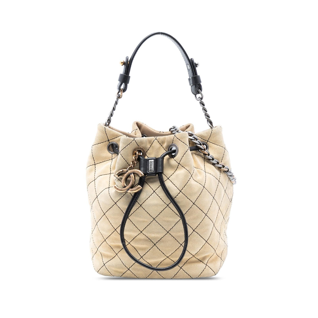 Chanel CC Suede Wild Stitch Bucket Bag