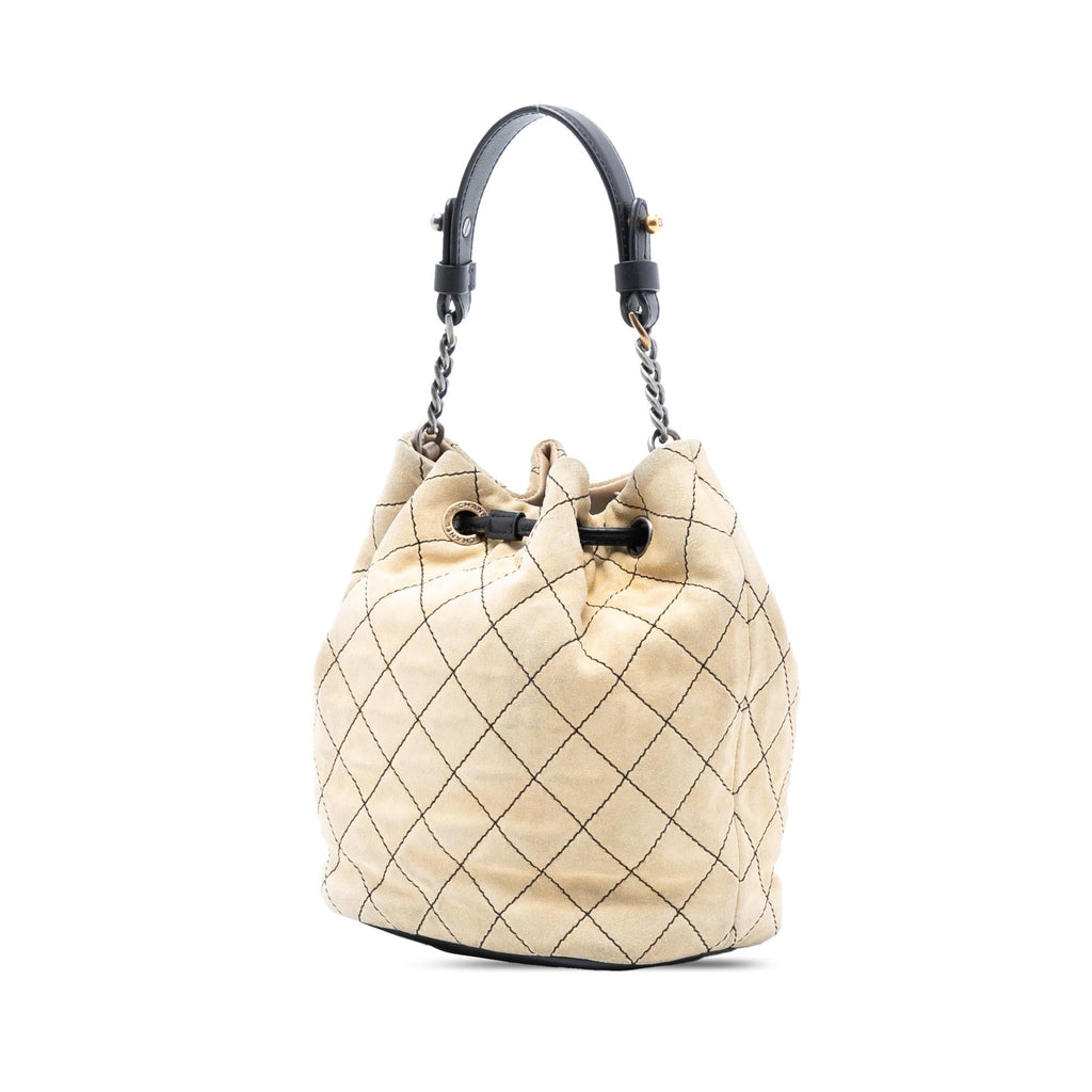 Chanel CC Suede Wild Stitch Bucket Bag