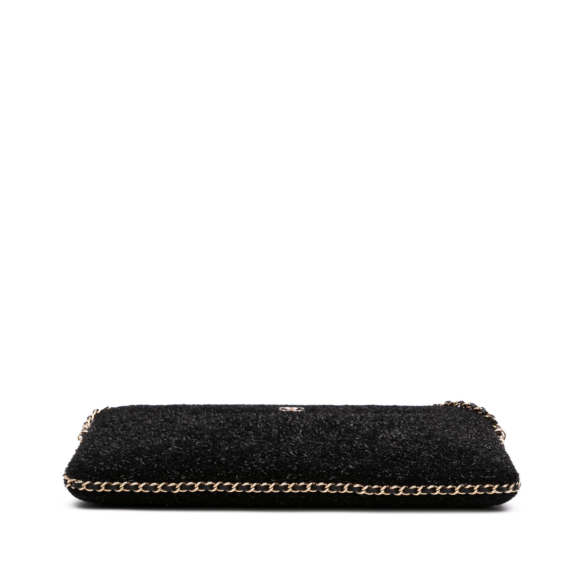 Chanel CC Tweed Chain Around Tablet Holder Crossbody