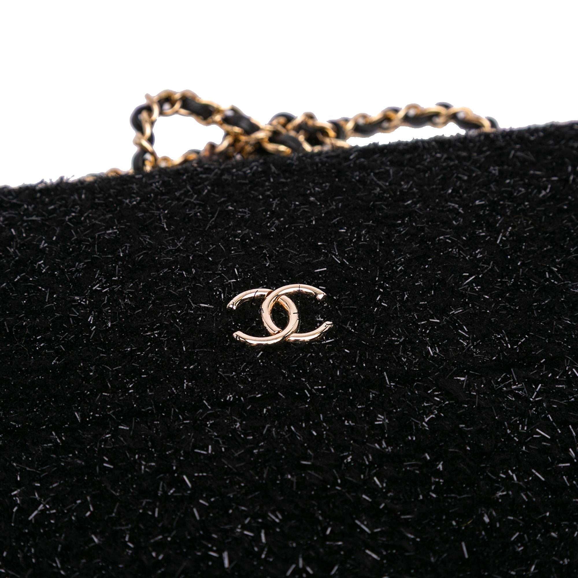 Chanel CC Tweed Chain Around Tablet Holder Crossbody