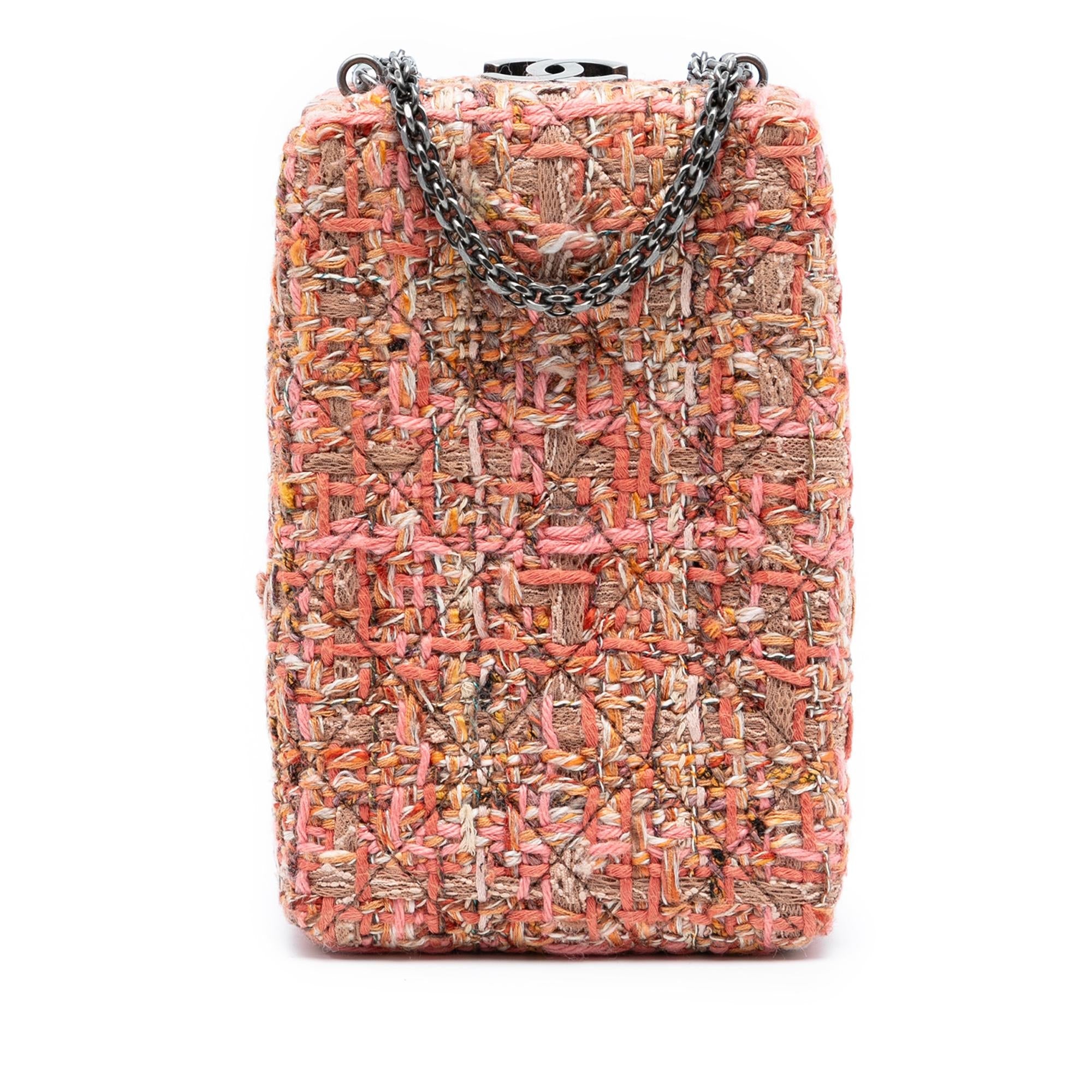 Chanel CC Tweed Chain Vertical Box Crossbody