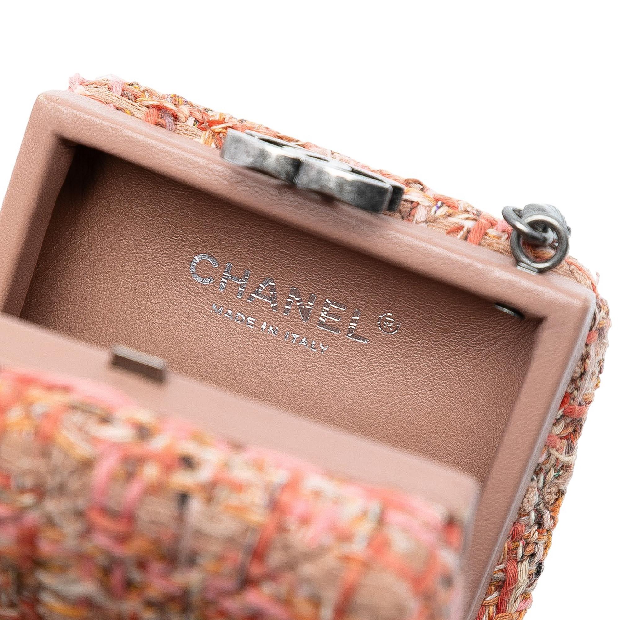 Chanel CC Tweed Chain Vertical Box Crossbody