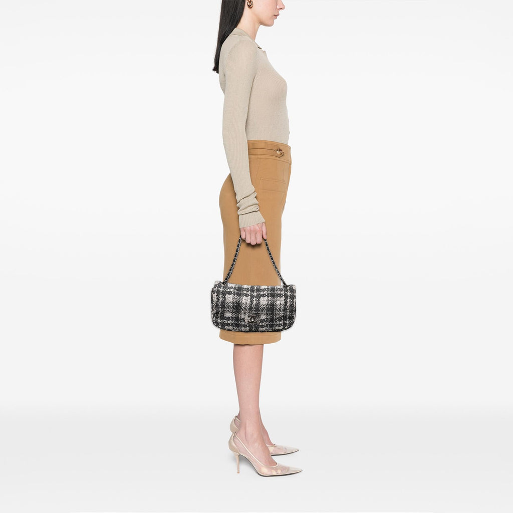 Chanel CC Tweed Print Nylon Single Flap