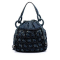 Chanel CC Woven Denim and Raffia Drawstring Bucket Bag