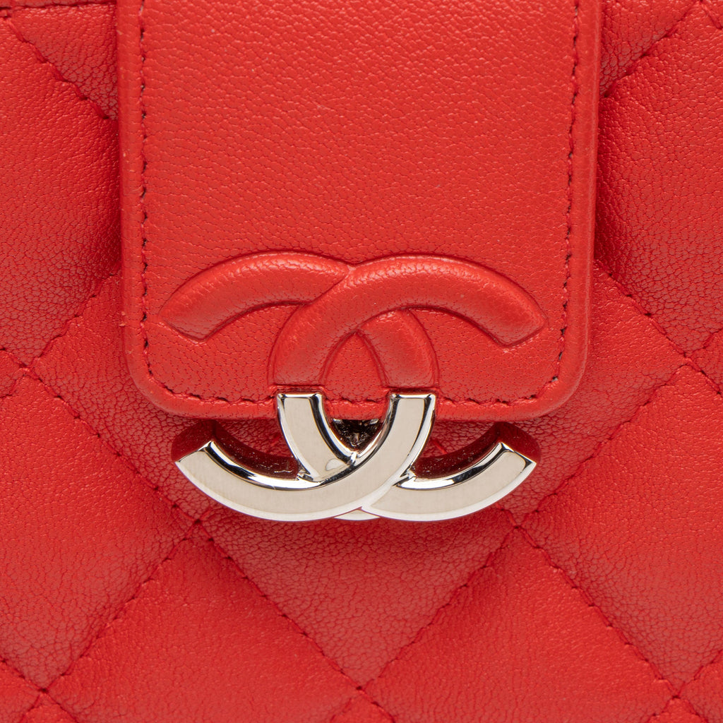 Chanel Calfskin CC Box Double Zip Clutch with Chain