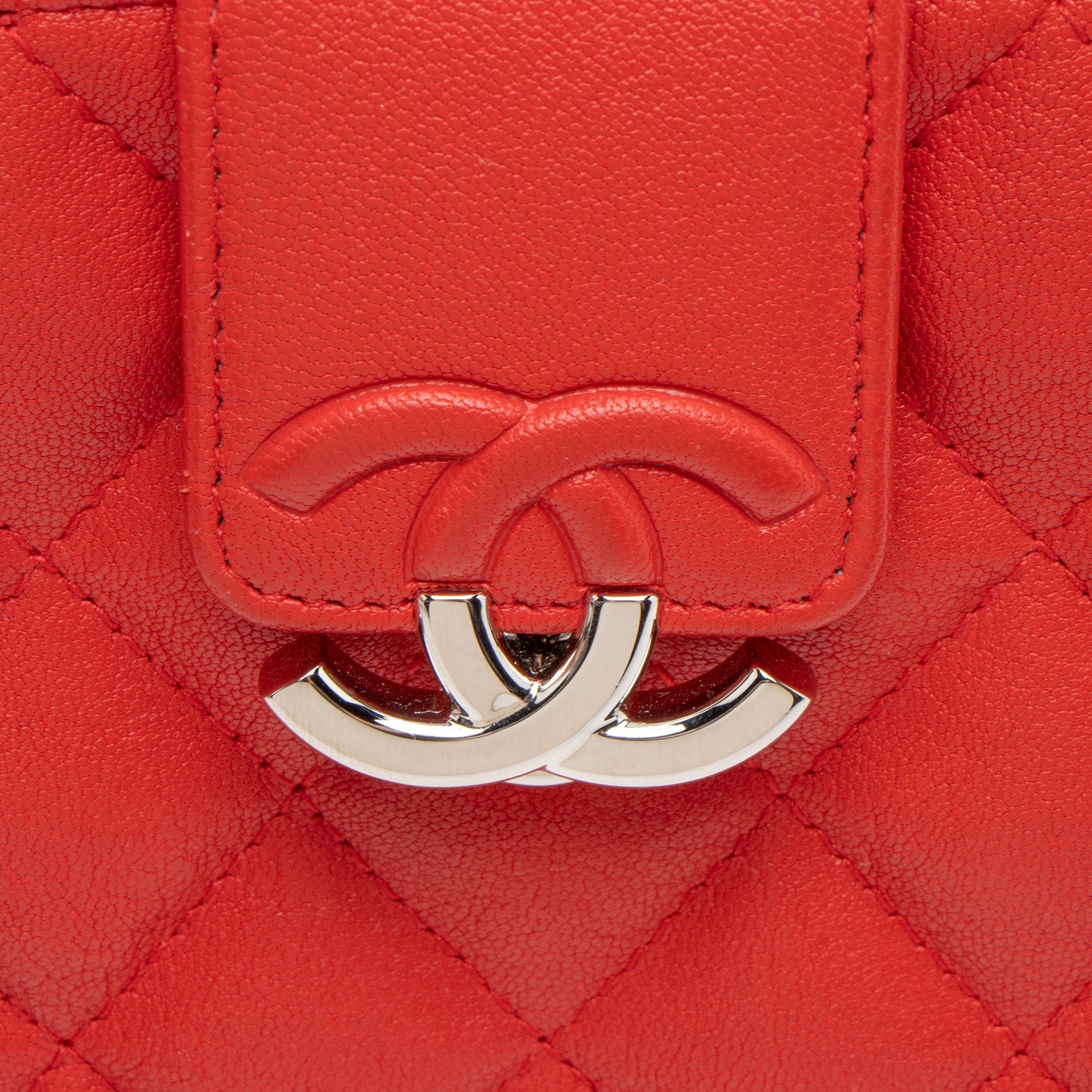 Chanel Calfskin CC Box Double Zip Clutch with Chain