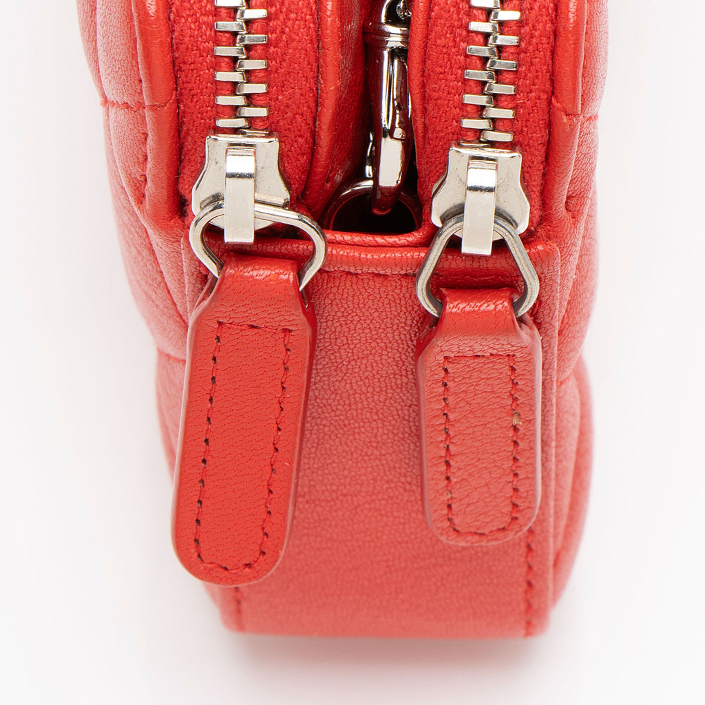 Chanel Calfskin CC Box Double Zip Clutch with Chain